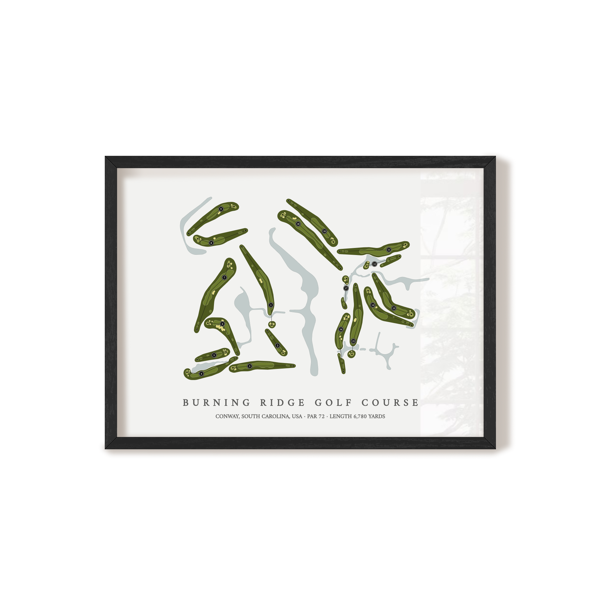 Burning Ridge Golf Course | Golf Course Map | Black Frame 