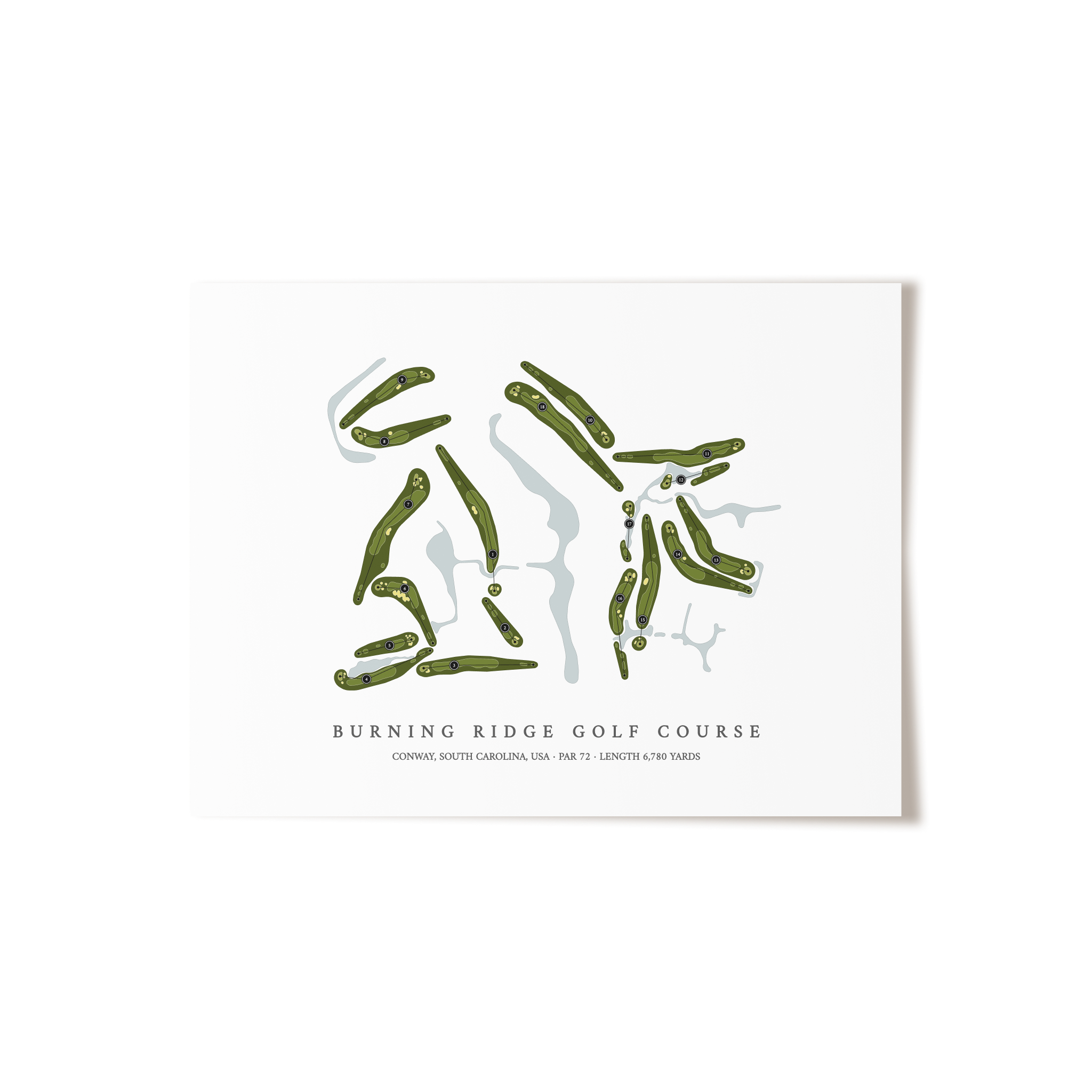 Burning Ridge Golf Course | Golf Course Map | Unframed 