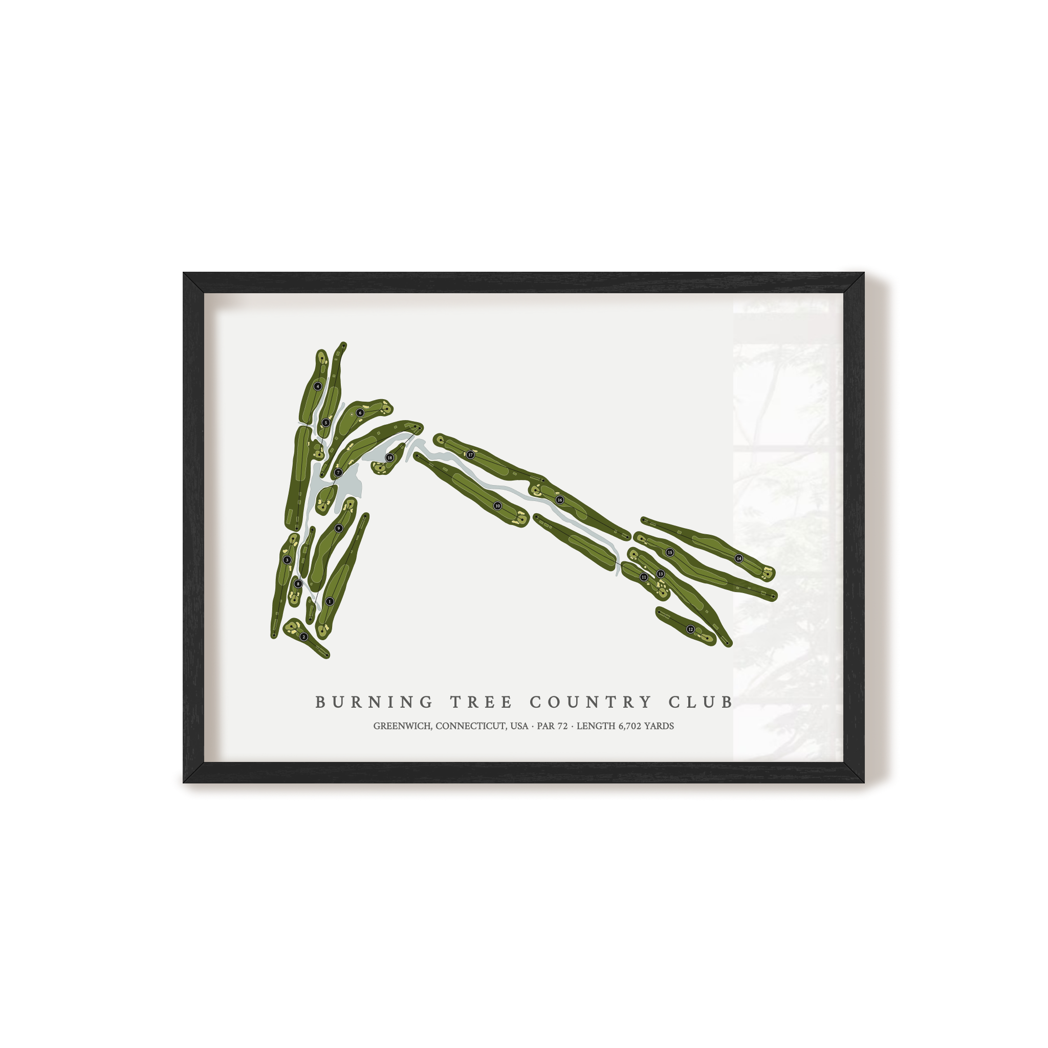 Burning Tree Country Club | Golf Course Map | Black Frame 