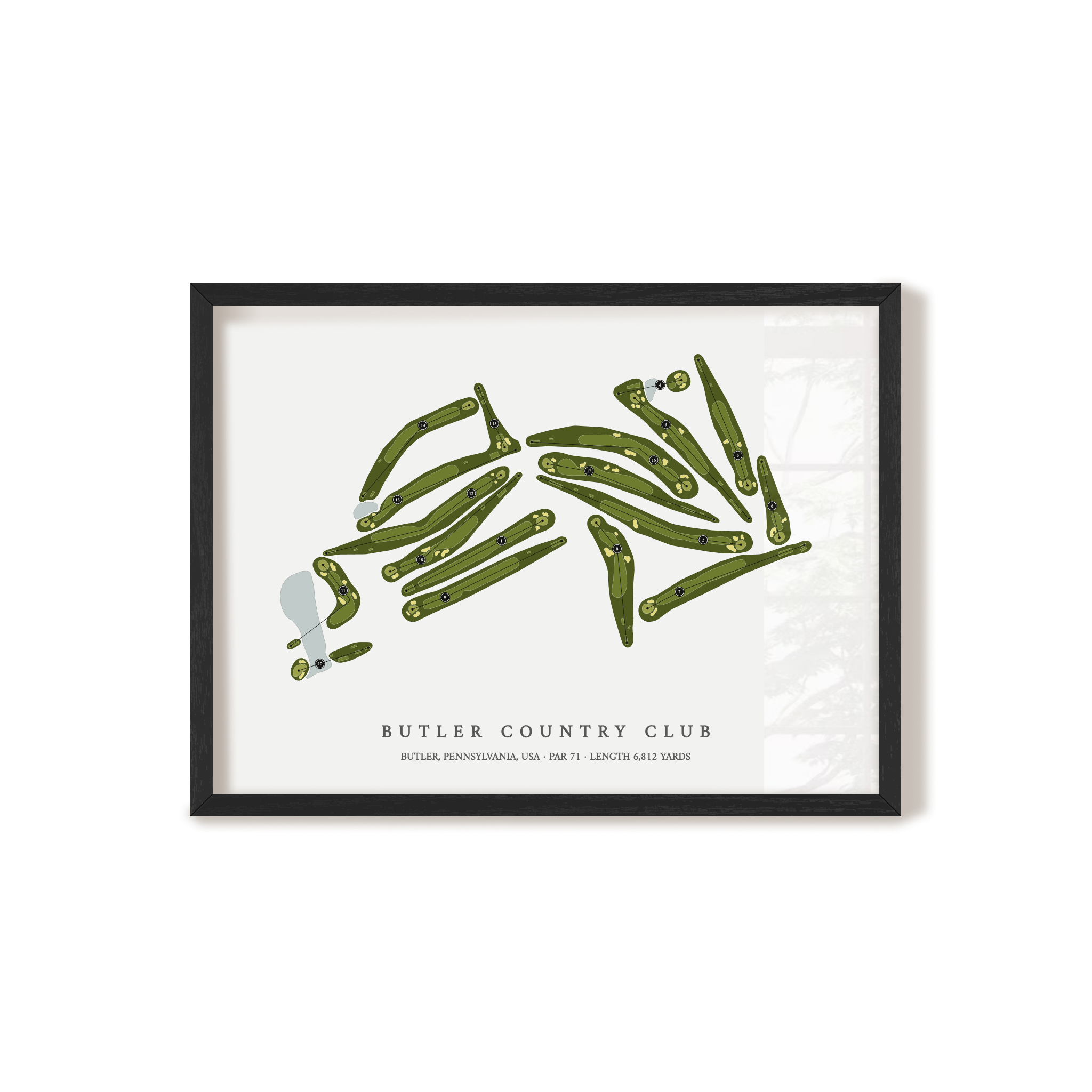 Butler Country Club | Golf Course Map | Black Frame 