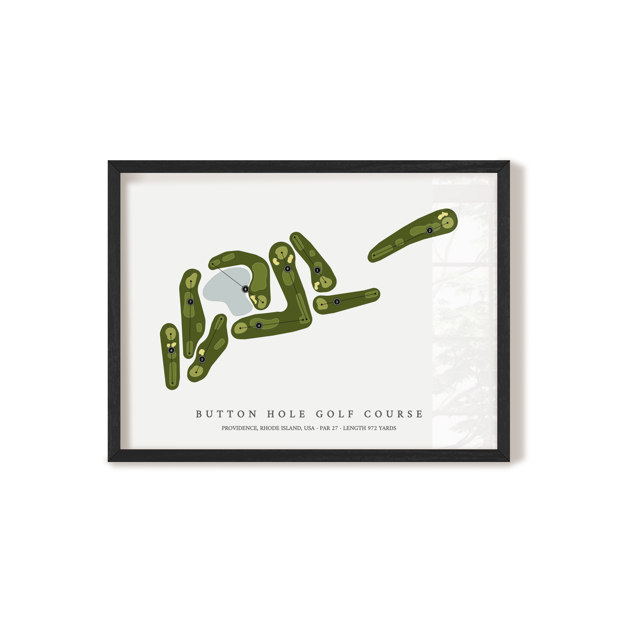 Button Hole Golf Course | Golf Course Map | Black Frame 