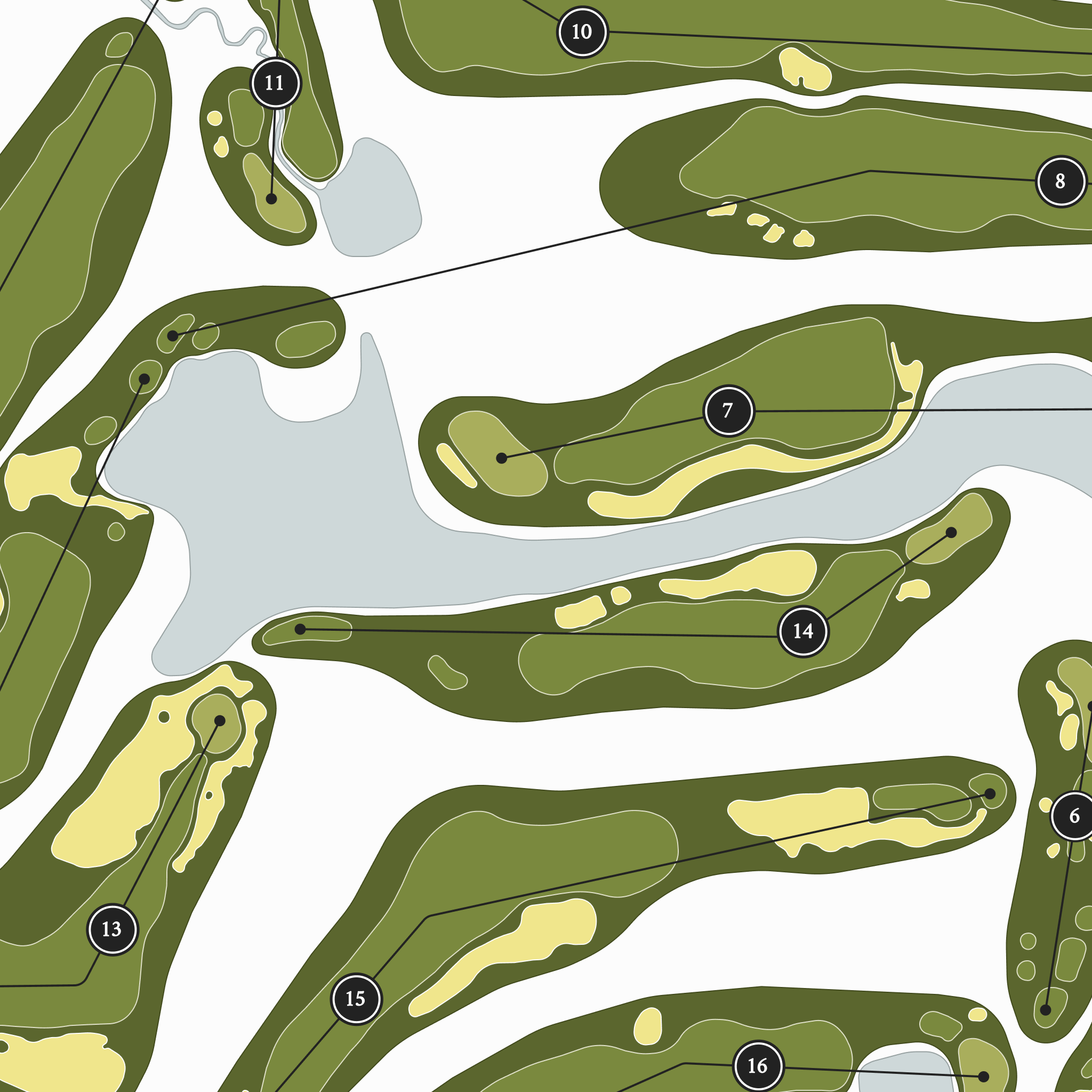 Caledonia Golf & Fish Club| Golf Course Print | Close Up With Hole Numbers #hole numbers_yes