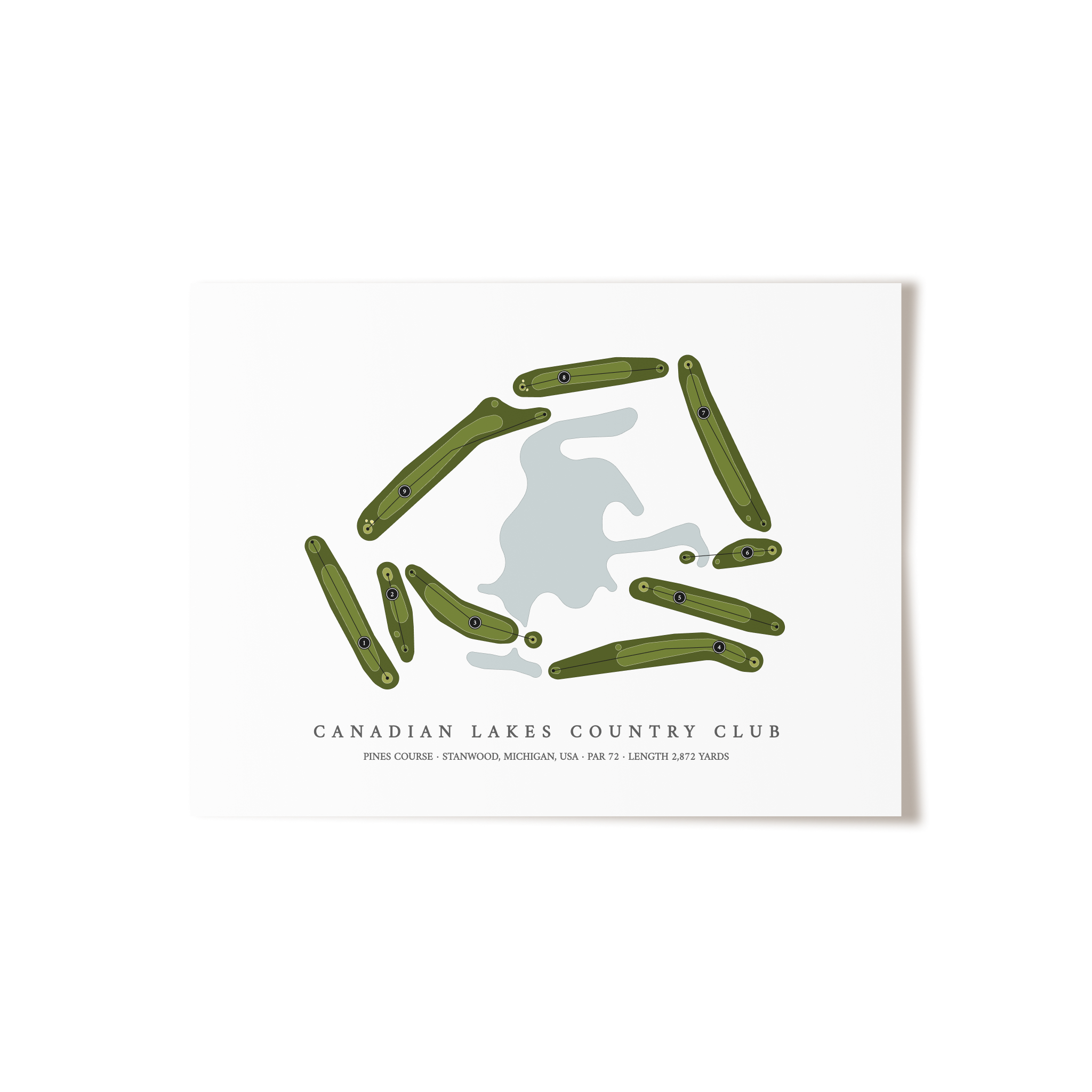 Canadian Lakes Country Club - Pines Course | Golf Course Map | Unframed 