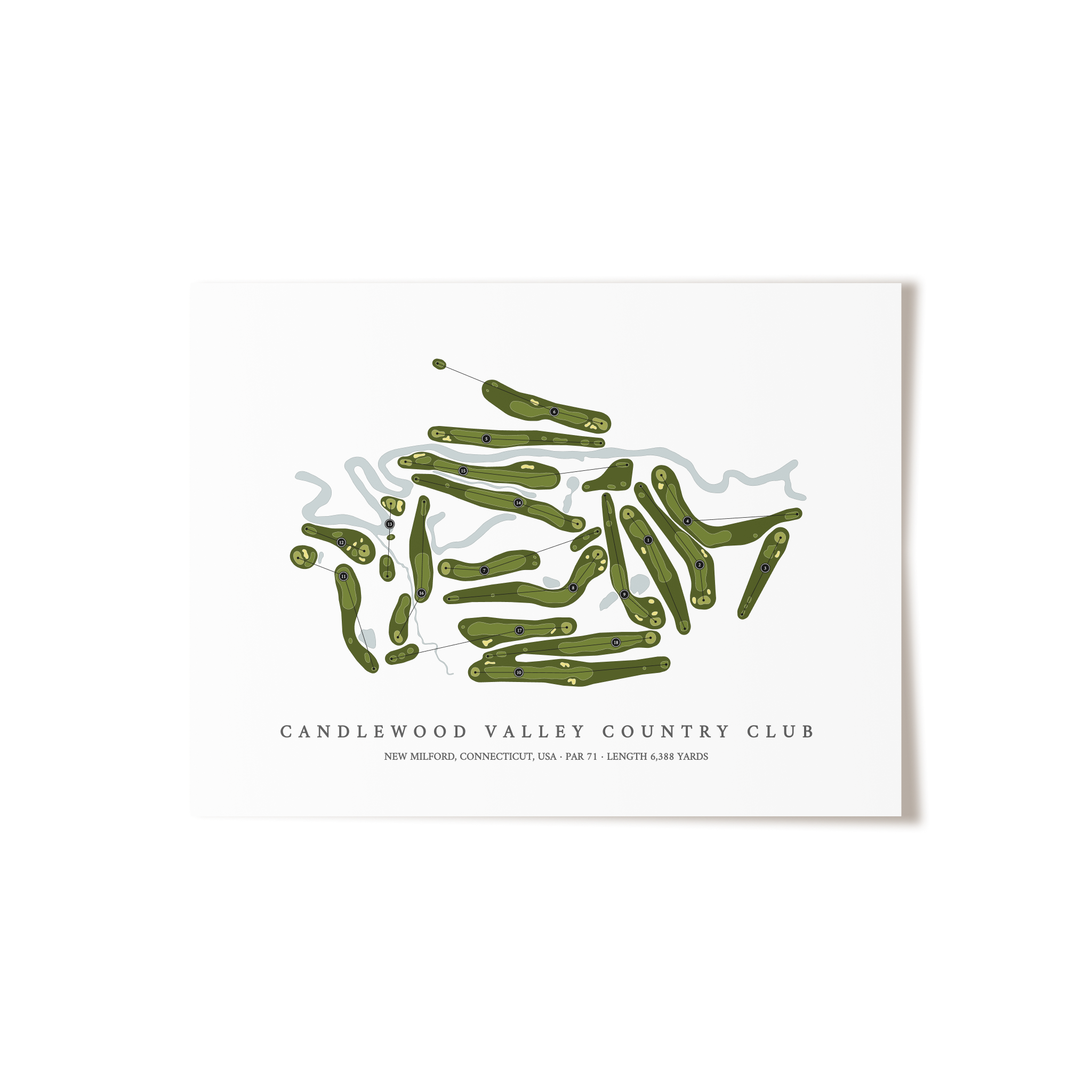 Candlewood Valley Country Club | Golf Course Map | Unframed 
