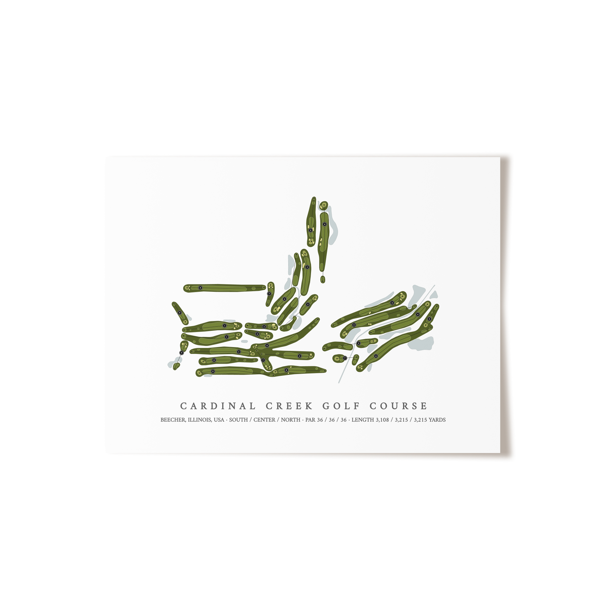 Cardinal Creek Golf Course | Golf Course Map | Unframed 