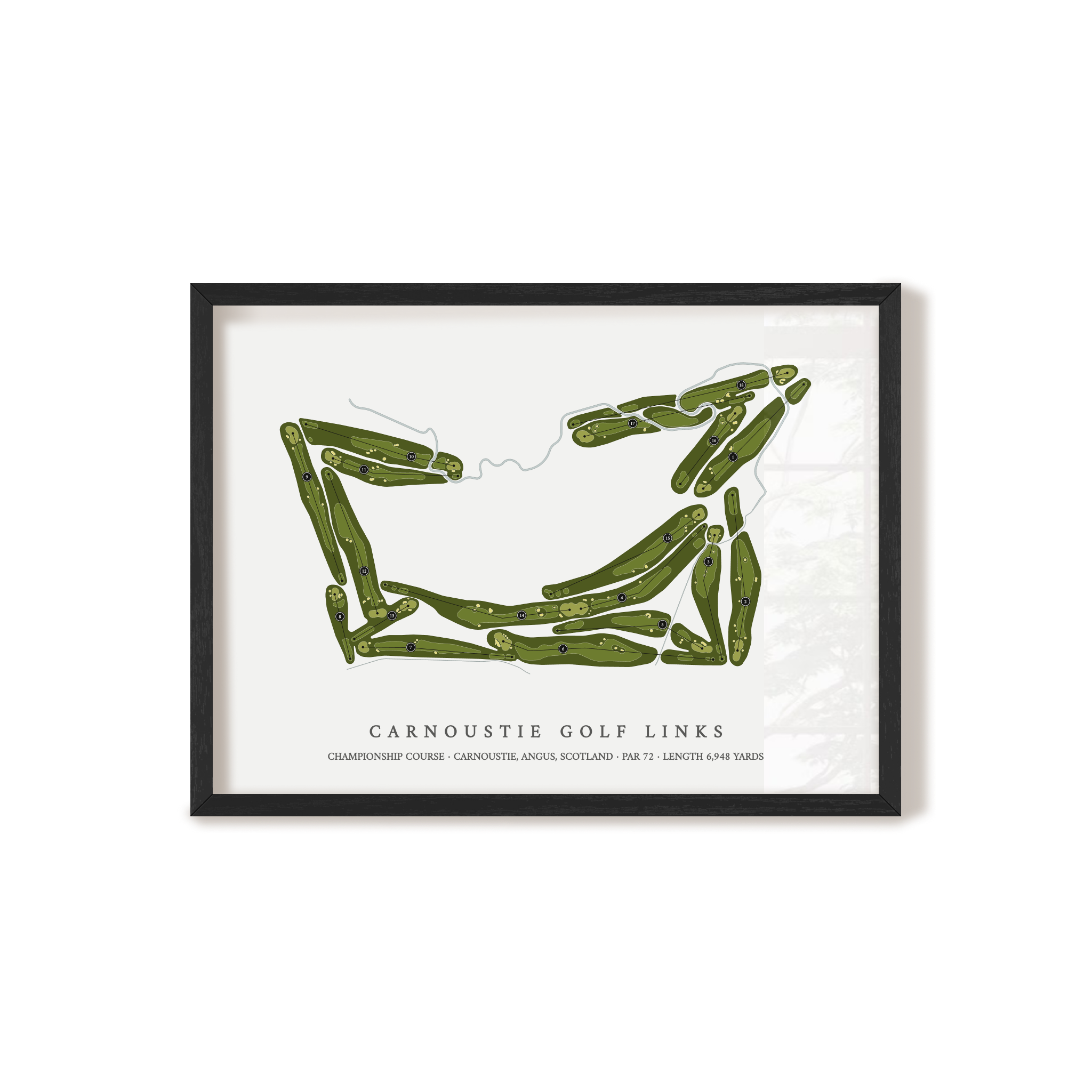 Carnoustie Golf Links - Championship Course | Golf Course Map | Black Frame 