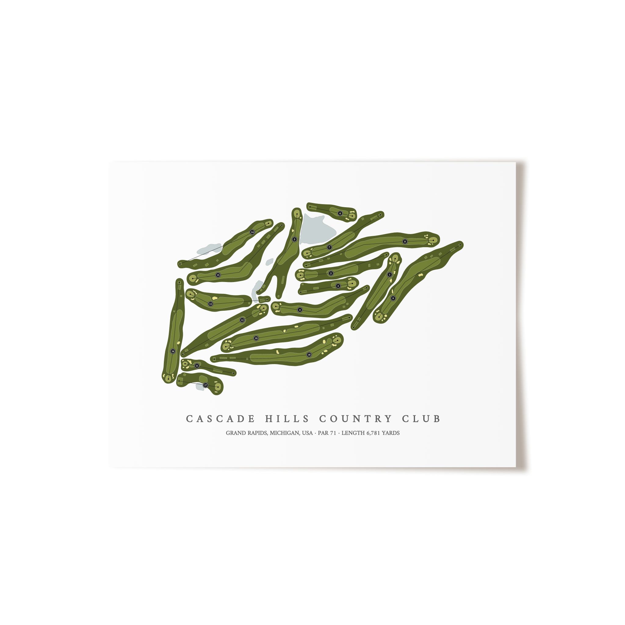 Cascade Hills Country Club | Golf Course Map | Unframed 