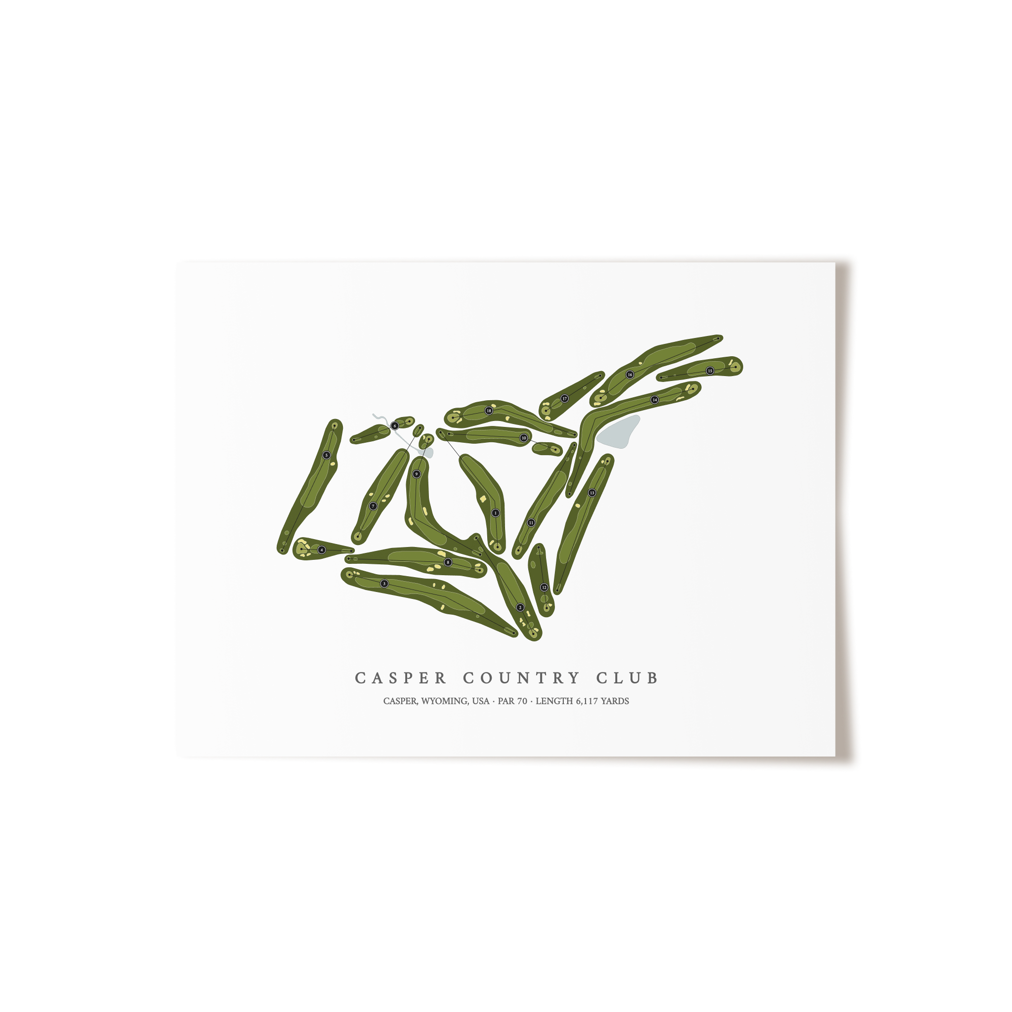 Casper Country Club | Golf Course Map | Unframed 