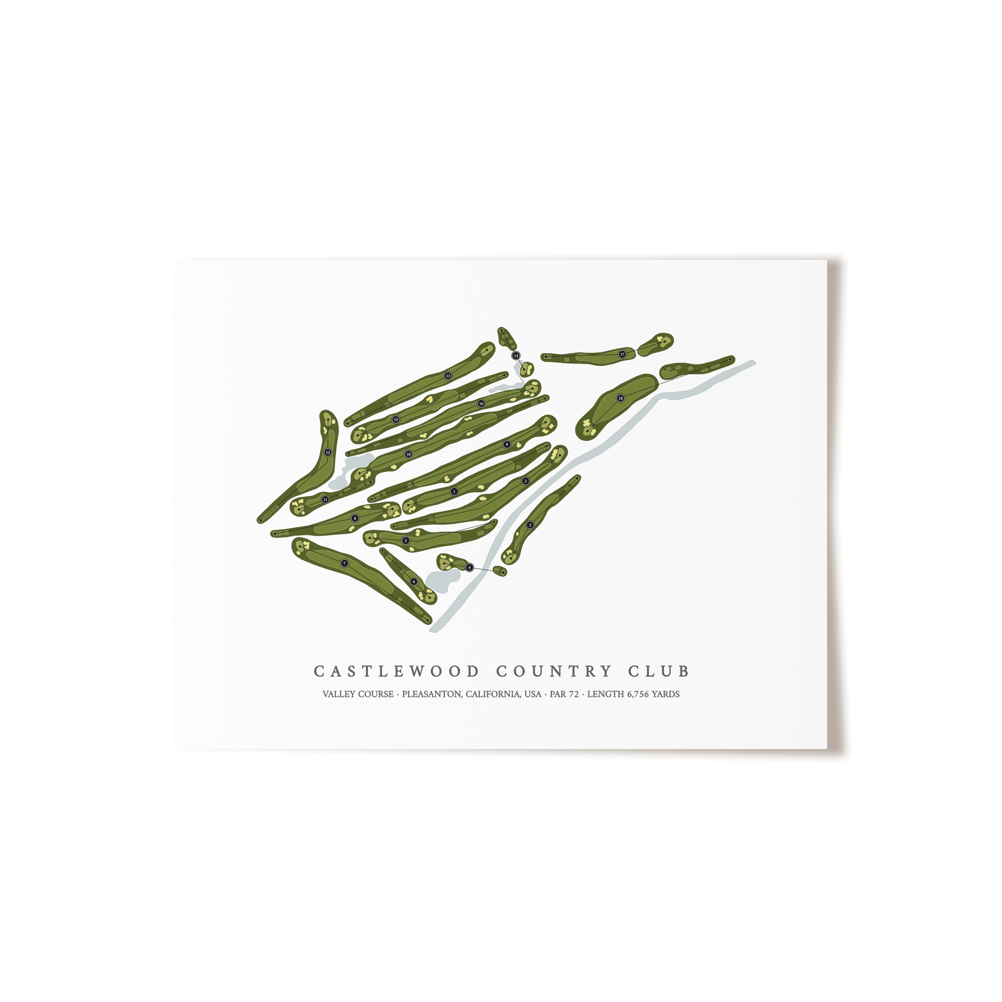 Castlewood Country Club - Valley Course | Golf Course Map | Unframed 
