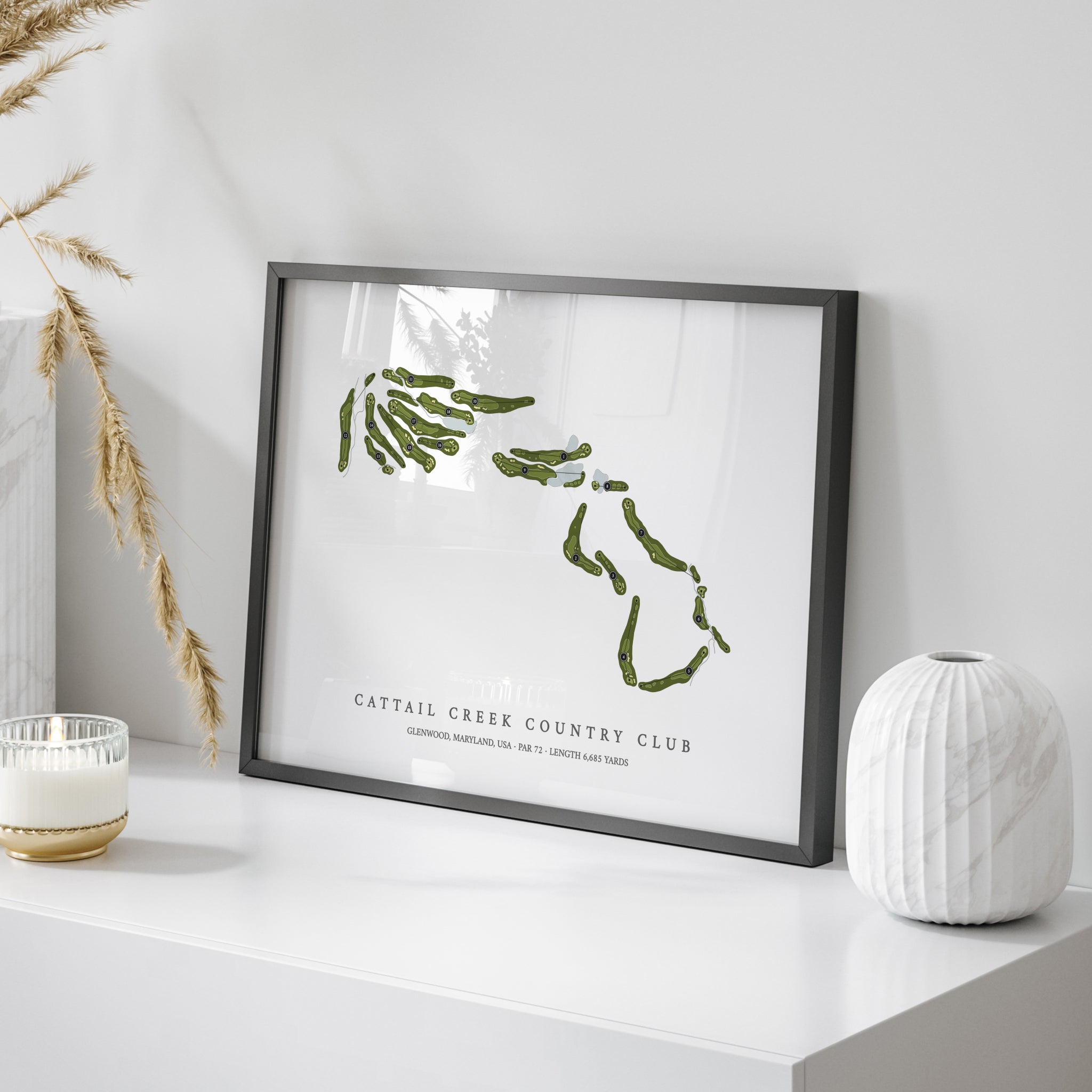Cattail Creek Country Club | Golf Course Print | On Table