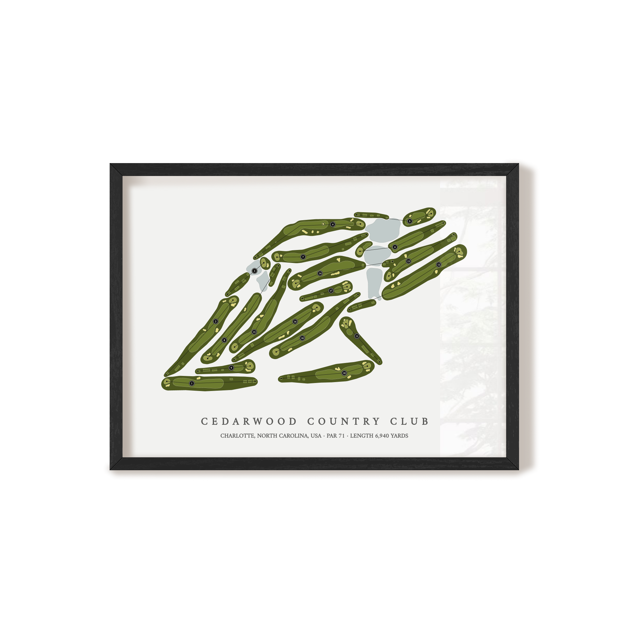 Cedarwood Country Club | Golf Course Map | Black Frame 