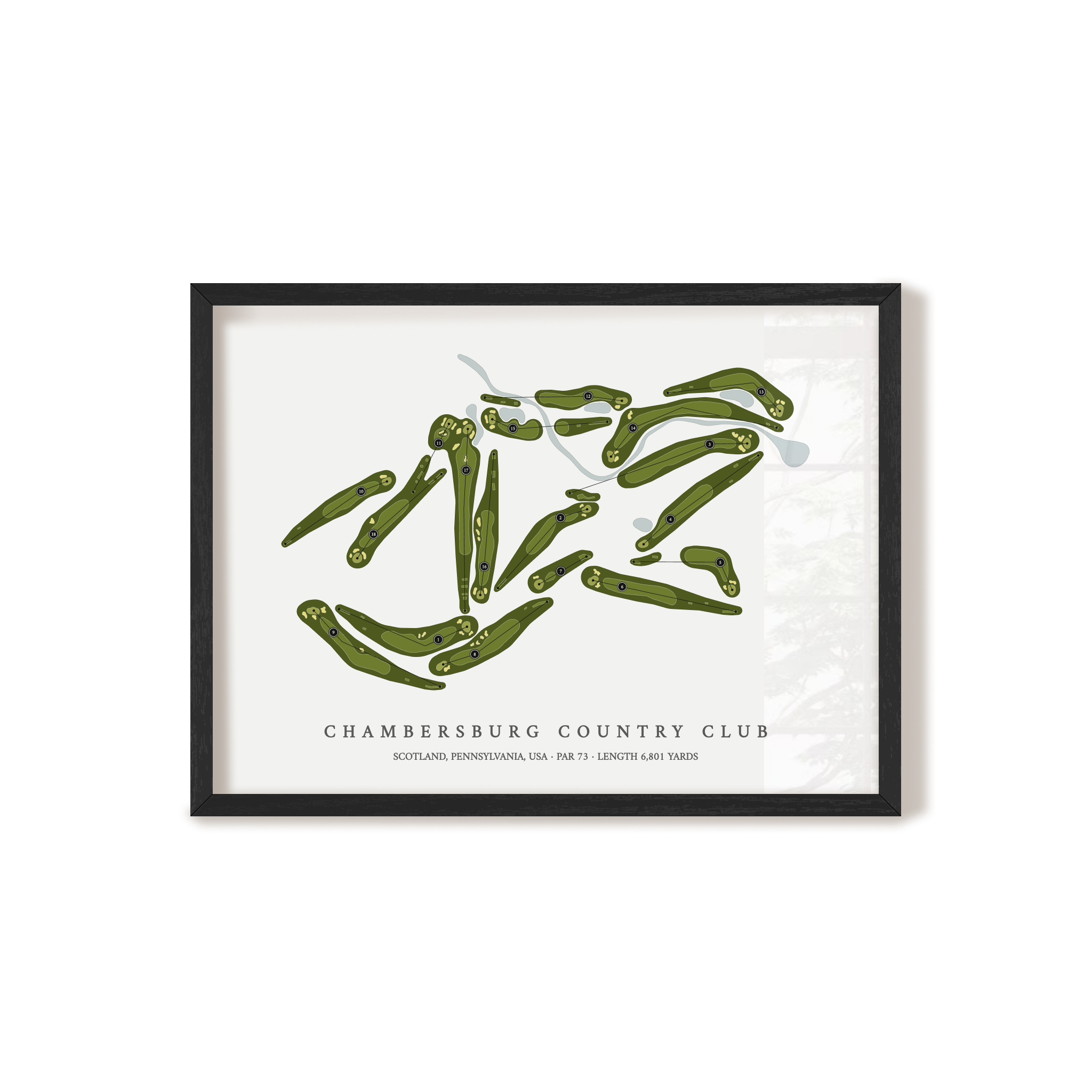 Chambersburg Country Club | Golf Course Map | Black Frame 