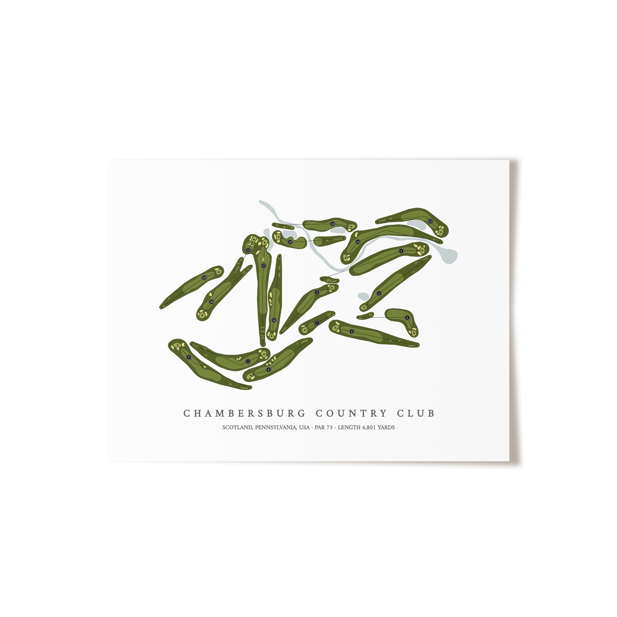 Chambersburg Country Club | Golf Course Map | Unframed 