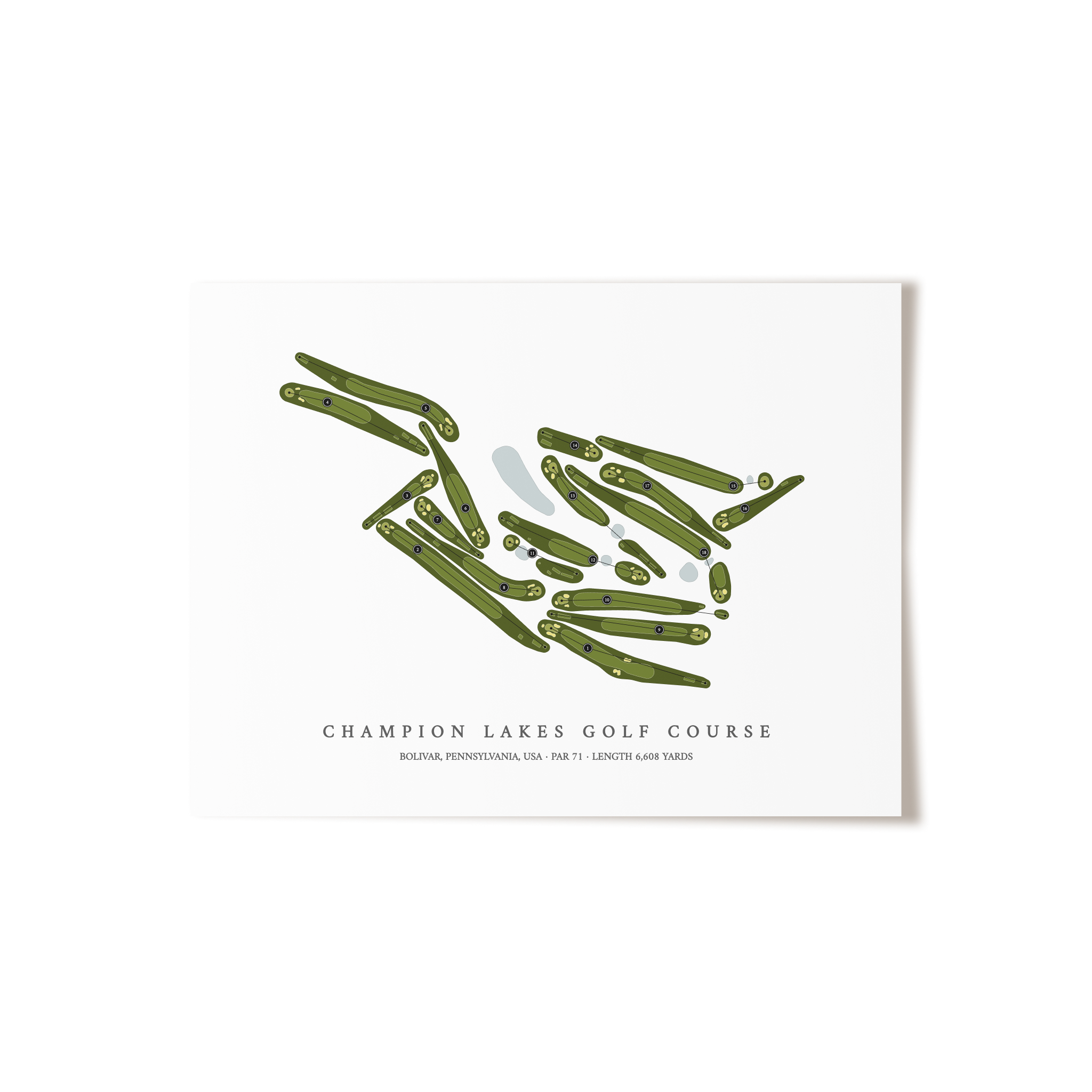 Champion Lakes Golf Course | Golf Course Map | Unframed 