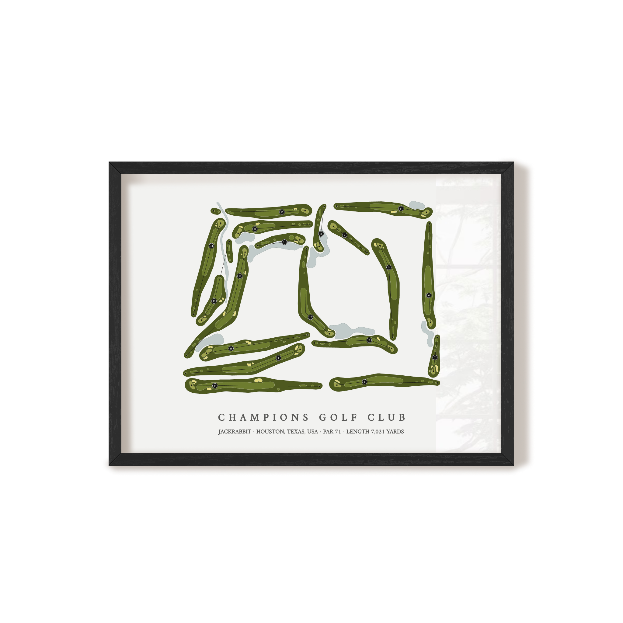 Champions Golf Club - Jackrabbit Course | Golf Course Map | Black Frame 