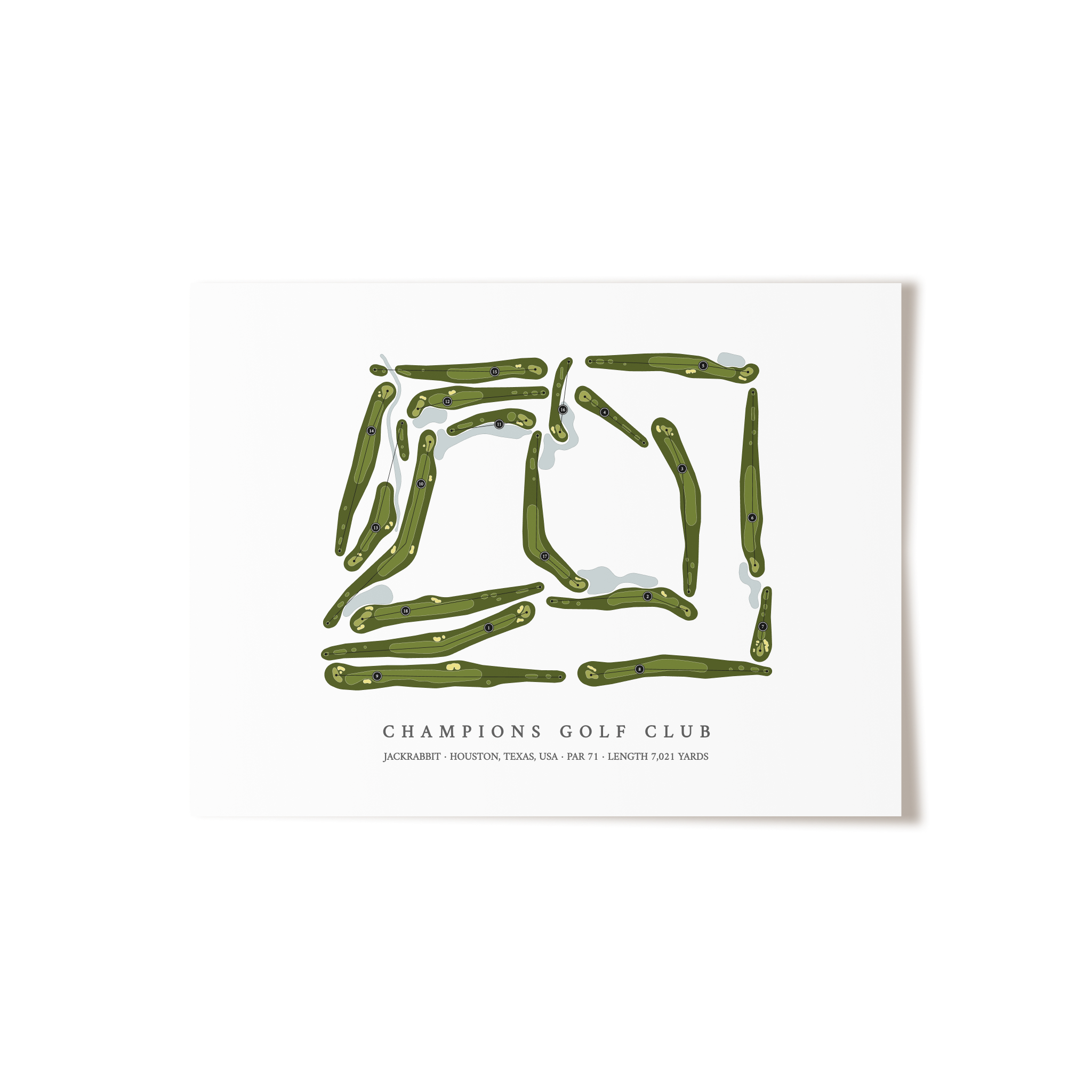 Champions Golf Club - Jackrabbit Course | Golf Course Map | Unframed 