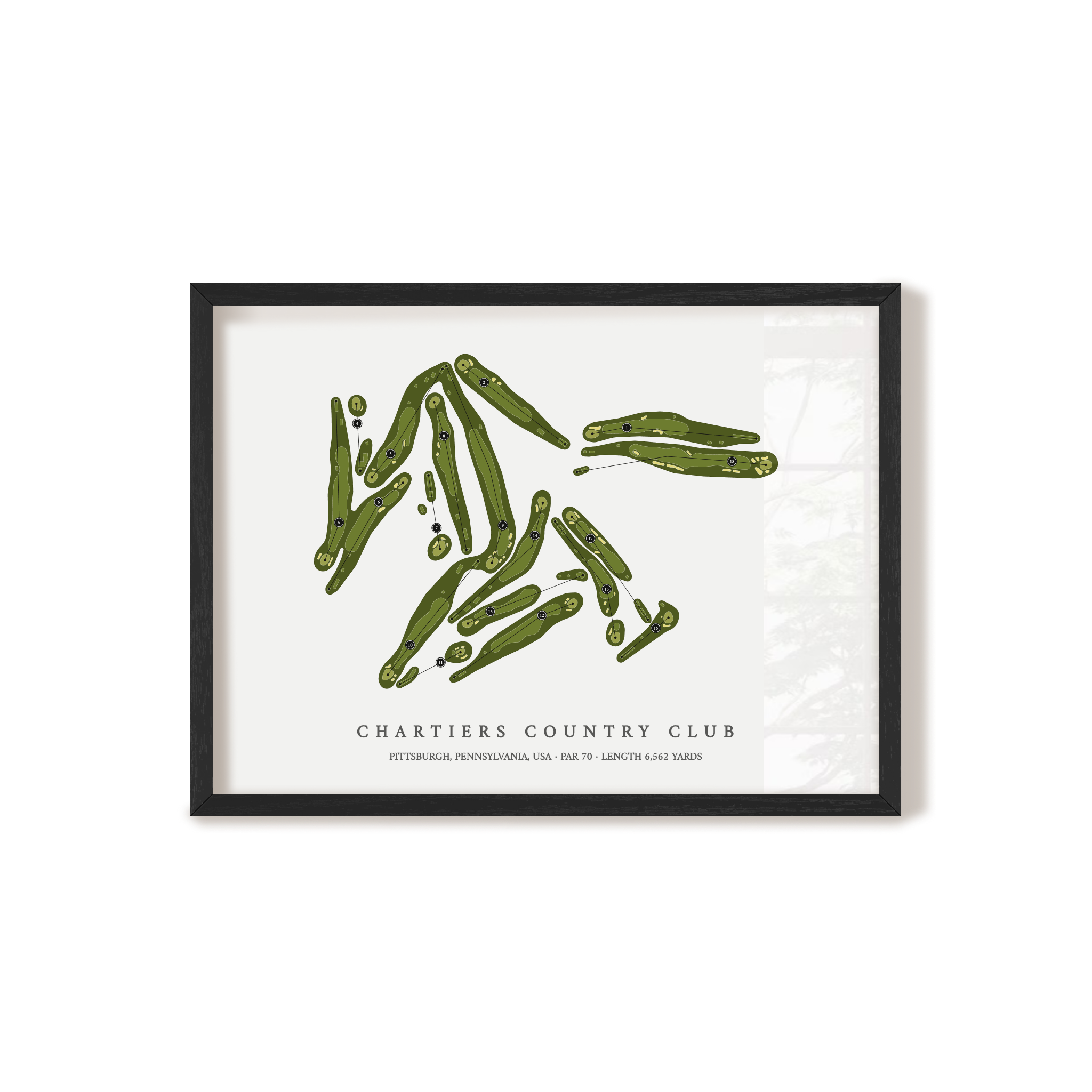 Chartiers Country Club | Golf Course Map | Black Frame 