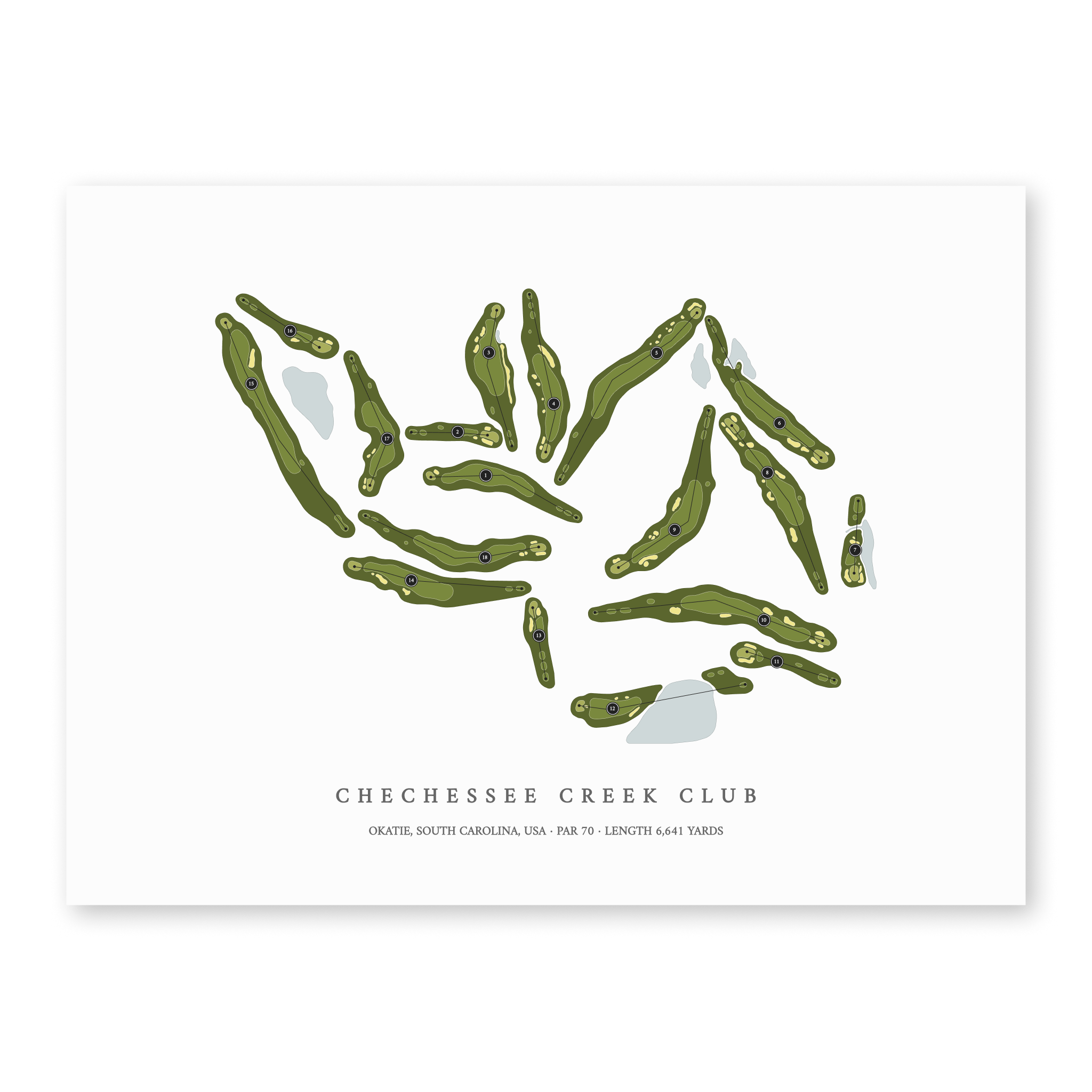 Chechessee Creek Club| Golf Course Print | Unframed With Hole Numbers #hole numbers_yes