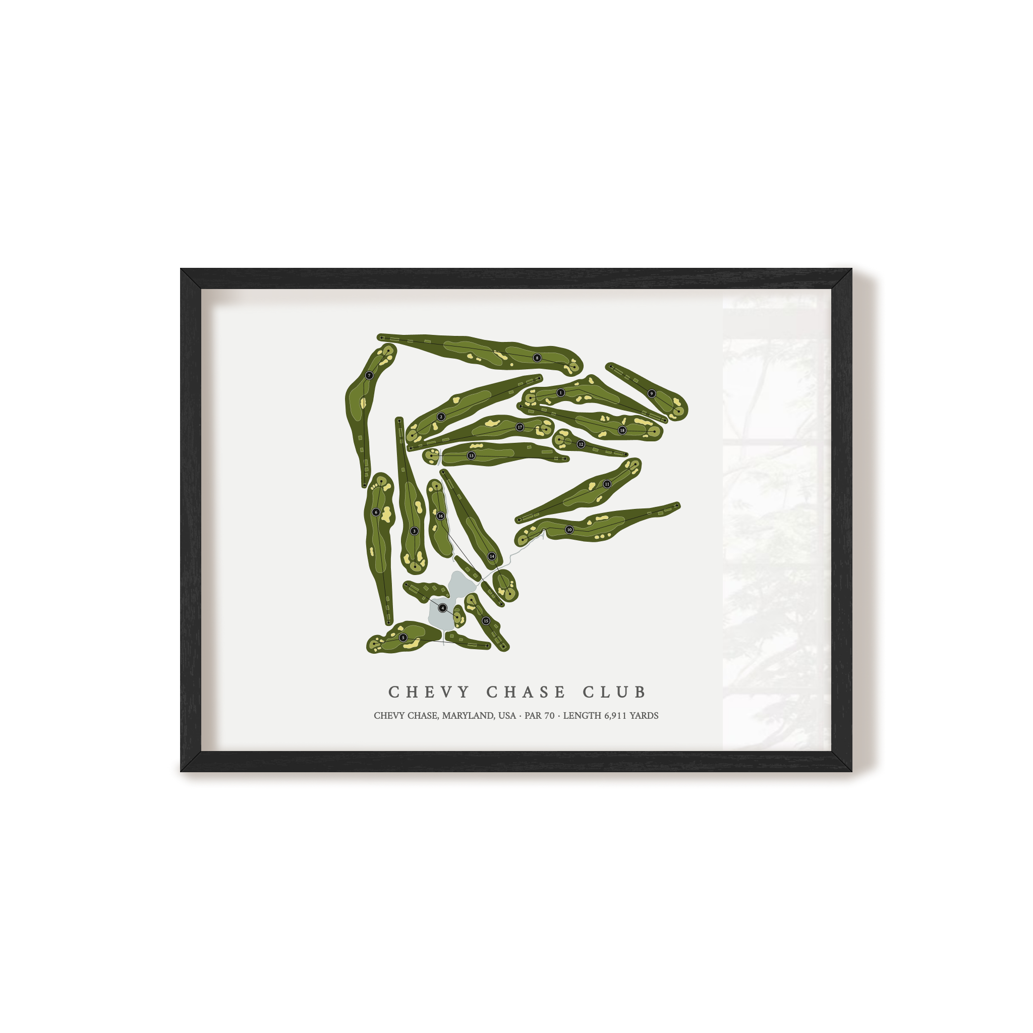 Chevy Chase Club | Golf Course Map | Black Frame 