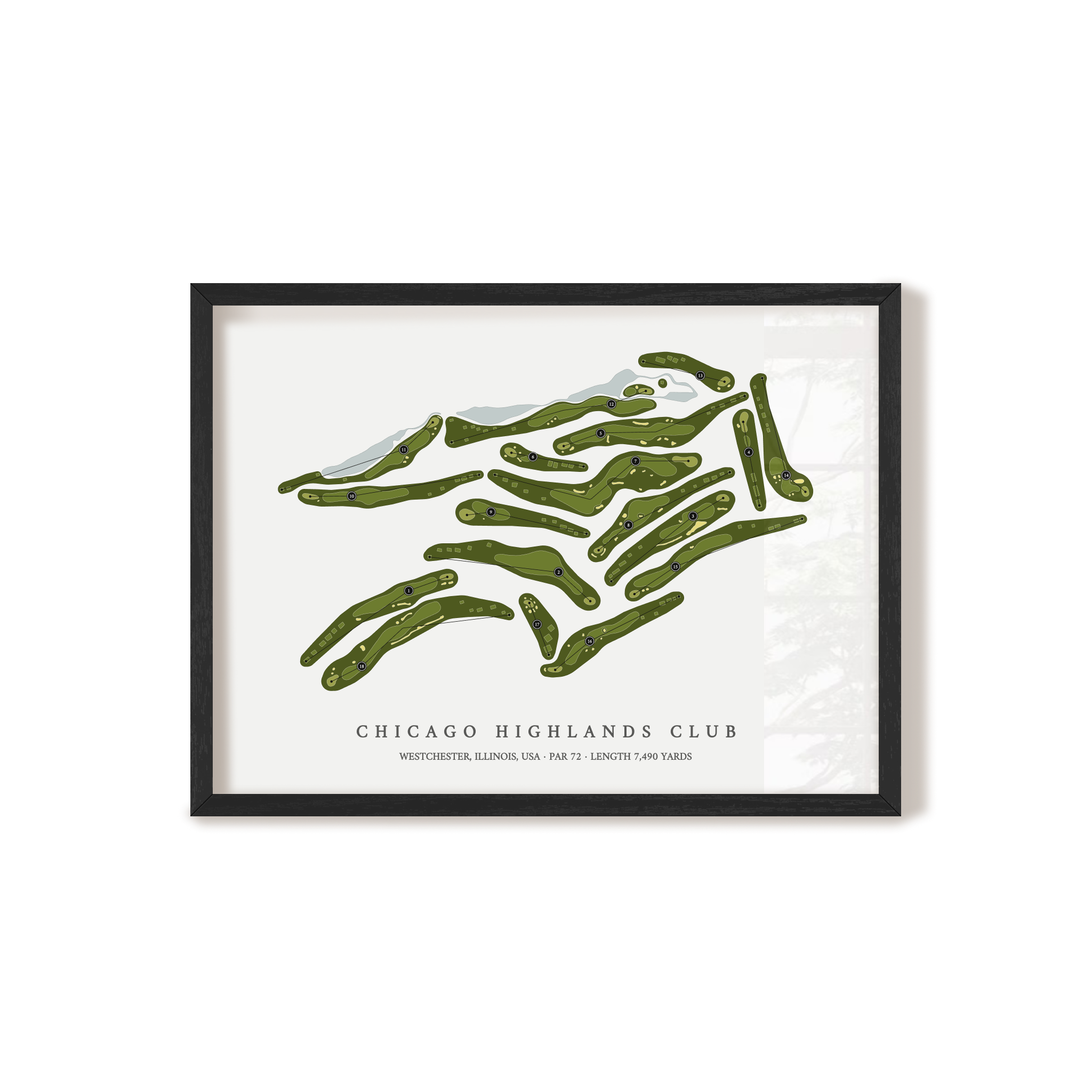 Chicago Highlands Club | Golf Course Map | Black Frame 