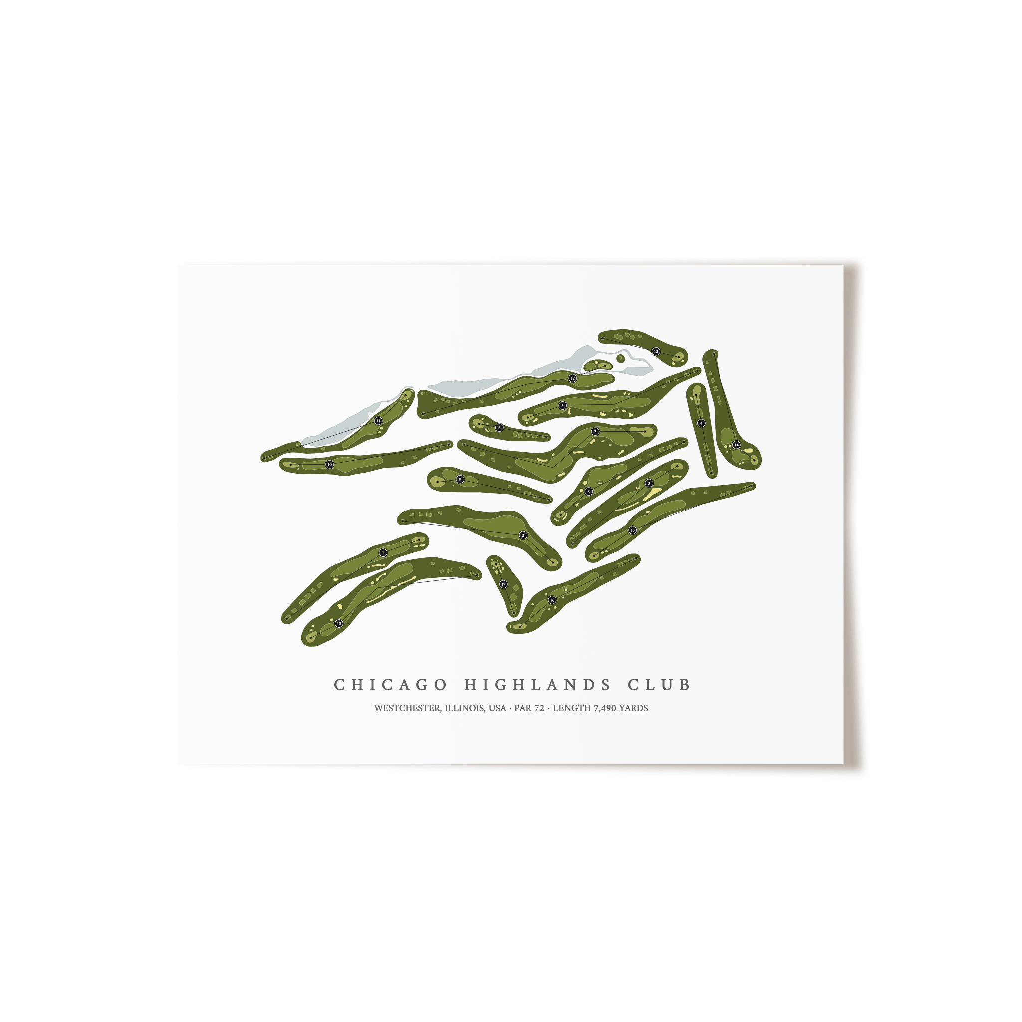 Chicago Highlands Club | Golf Course Map | Unframed 