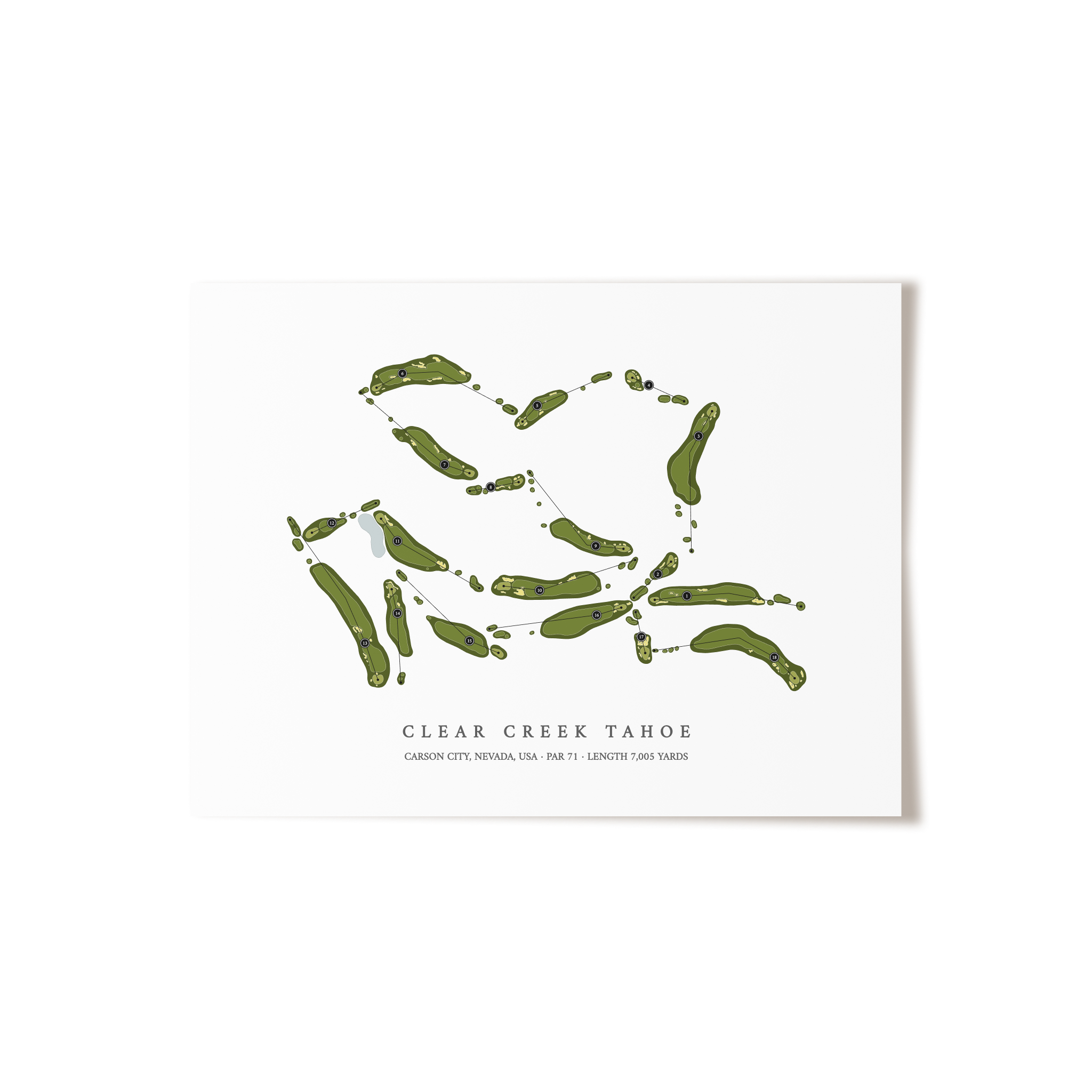 Clear Creek Tahoe | Golf Course Map | Unframed 