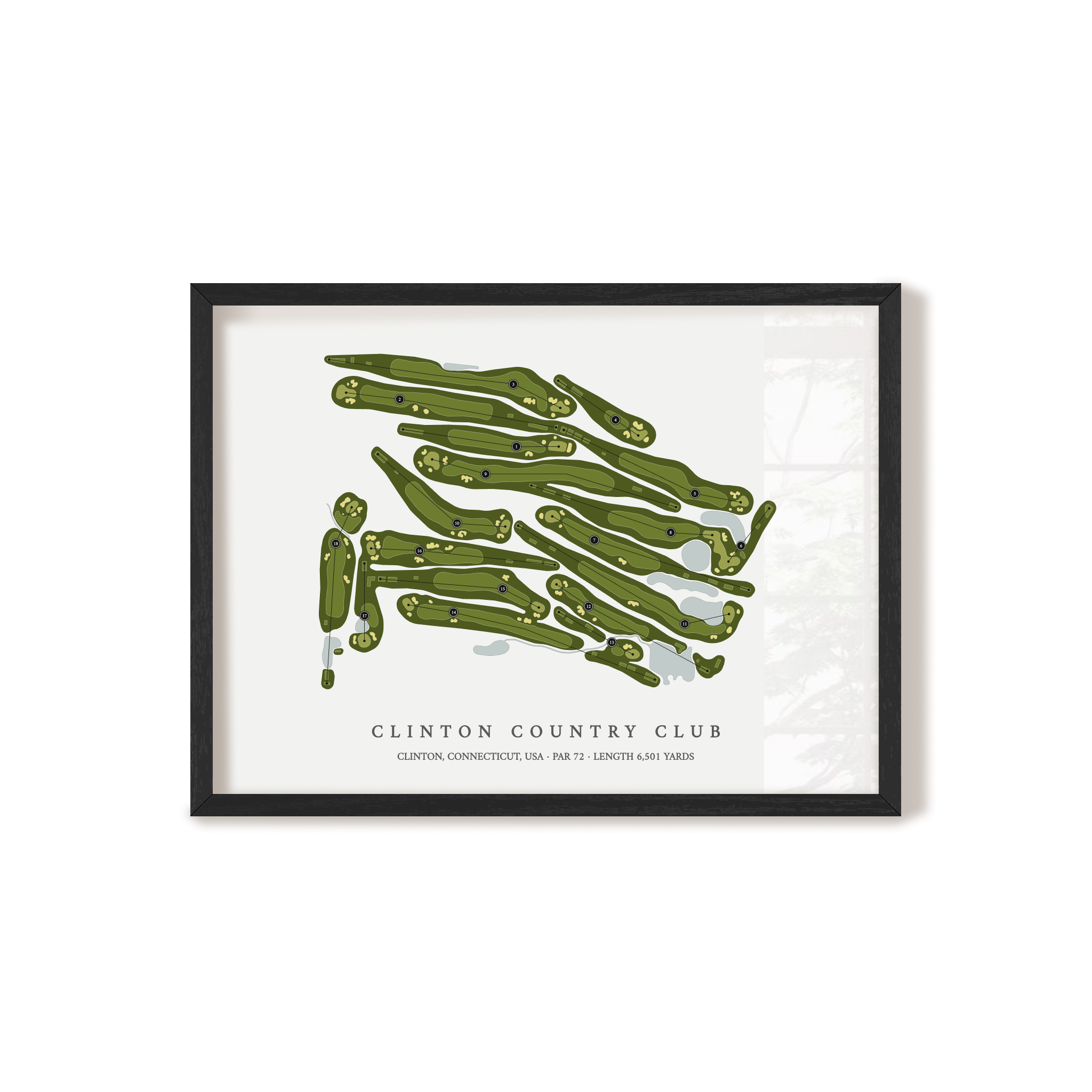 Clinton Country Club | Golf Course Map | Black Frame