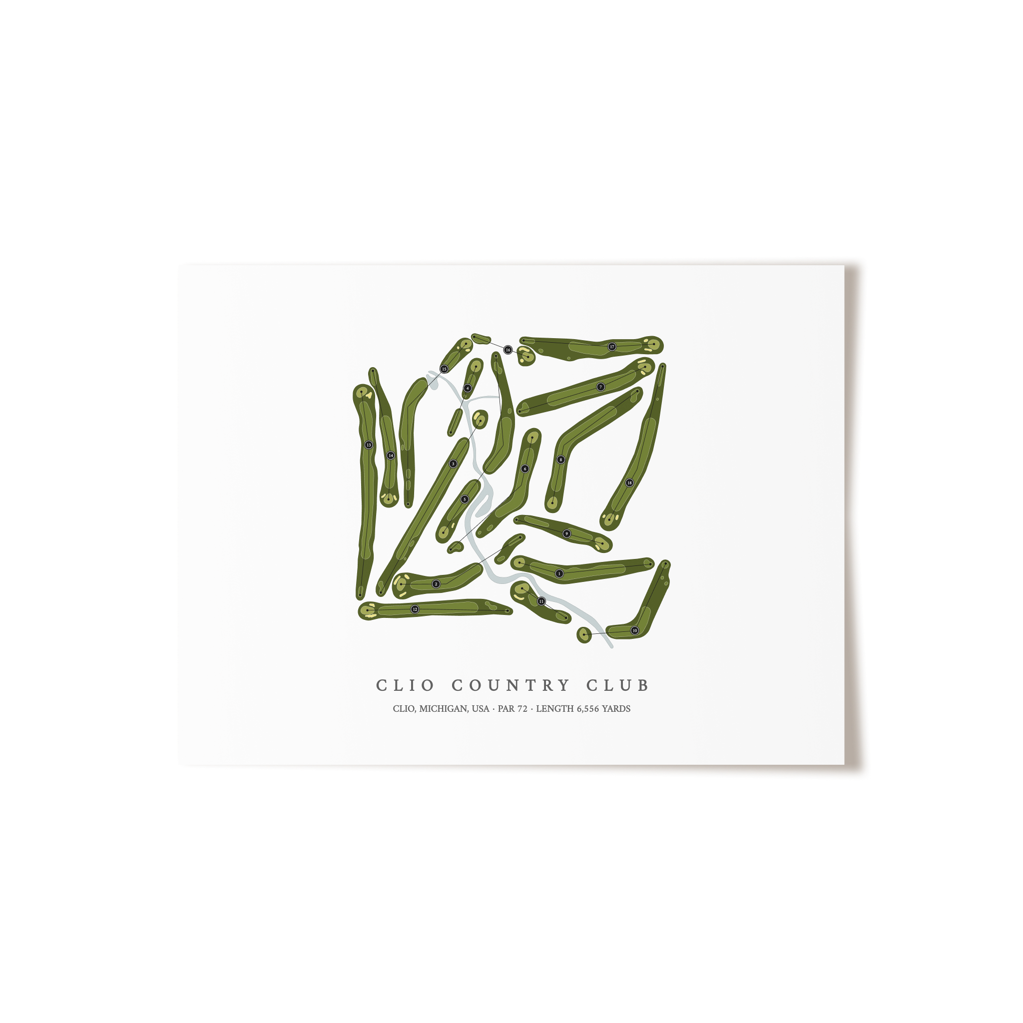 Clio Country Club | Golf Course Map | Unframed 