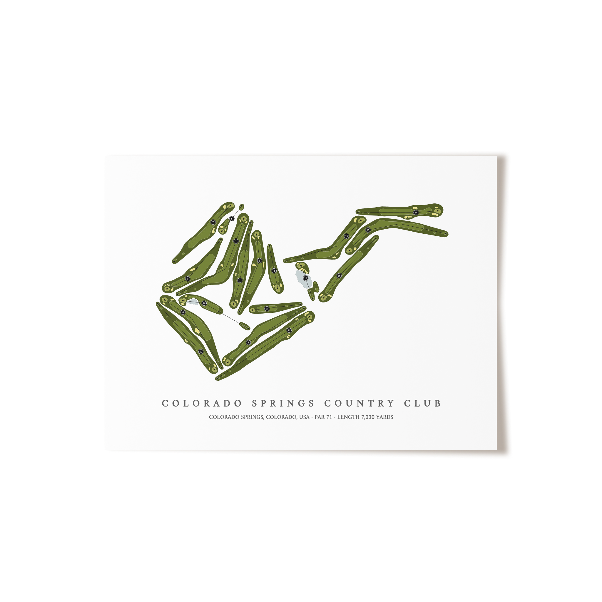 Colorado Springs Country Club | Golf Course Map | Unframed 