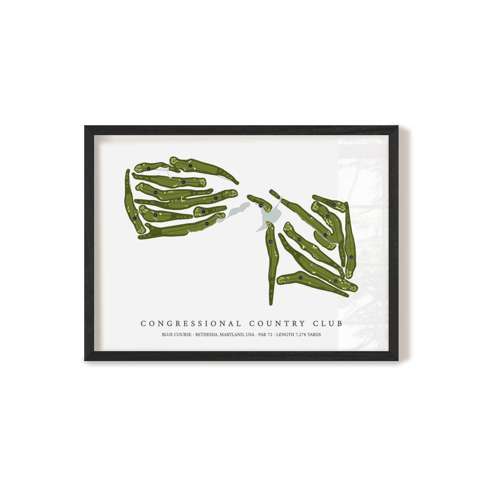 Congressional Country Club - Blue Course | Golf Course Map | Black Frame 