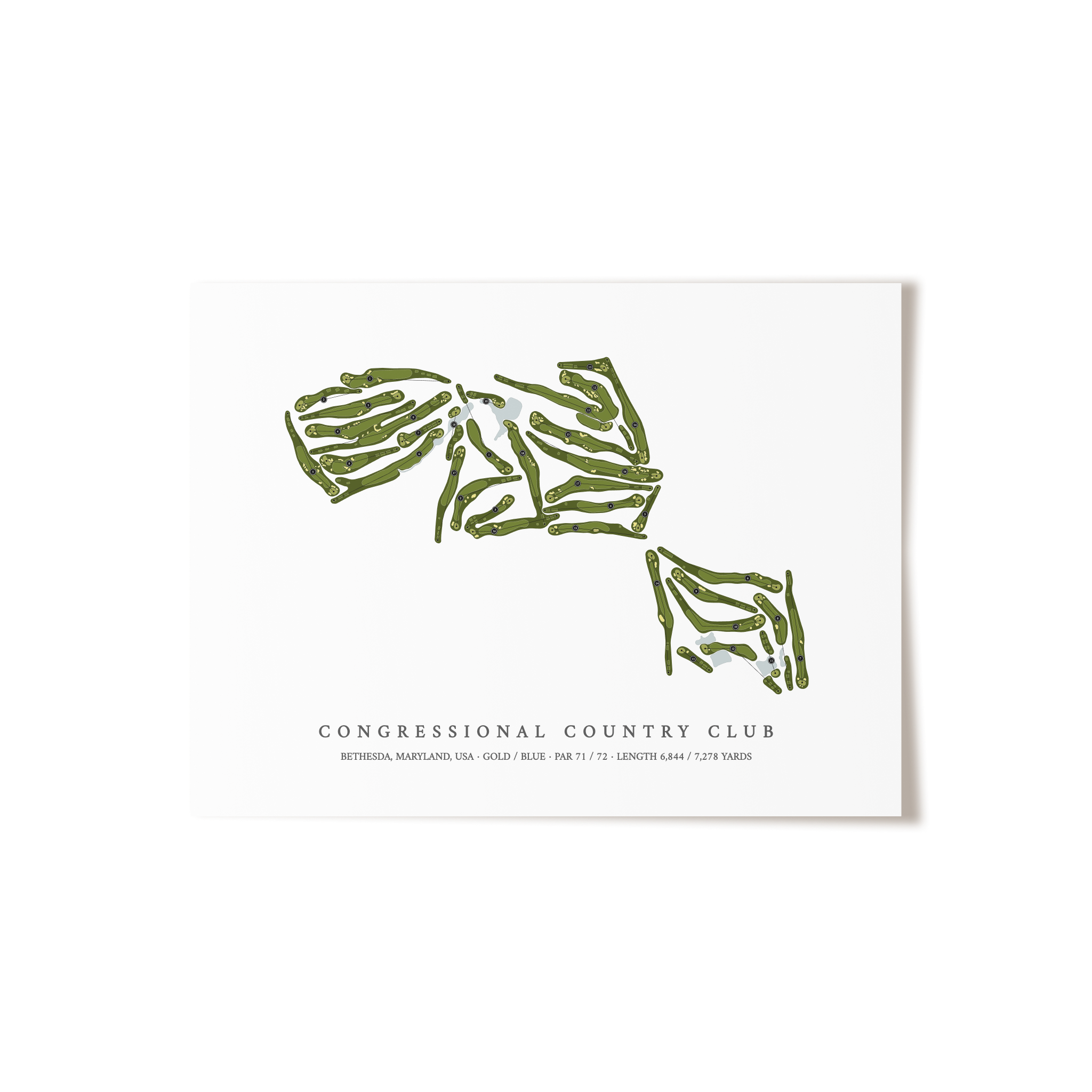 Congressional Country Club | Golf Course Map | Unframed 