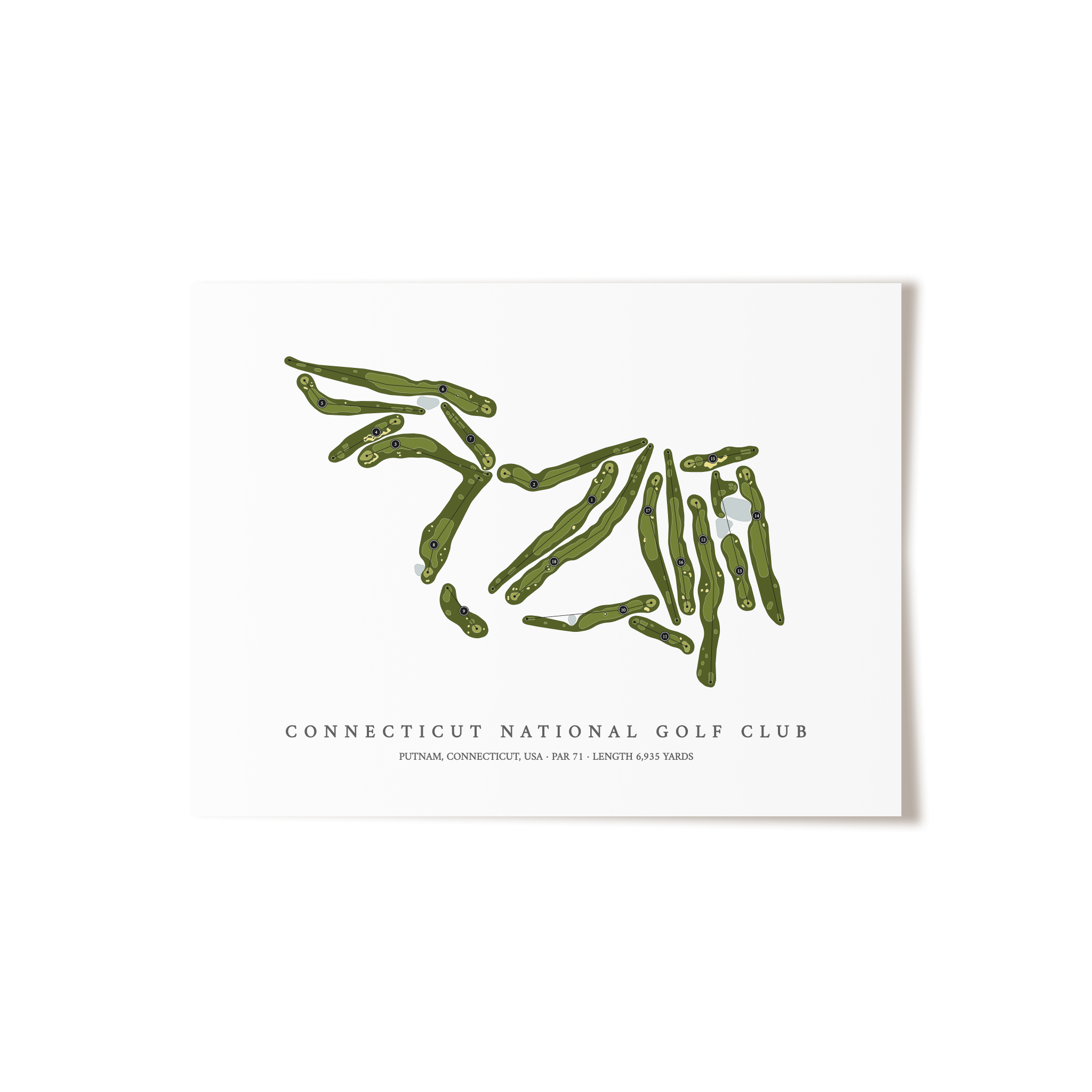 Connecticut National Golf Club | Golf Course Map | Unframed 