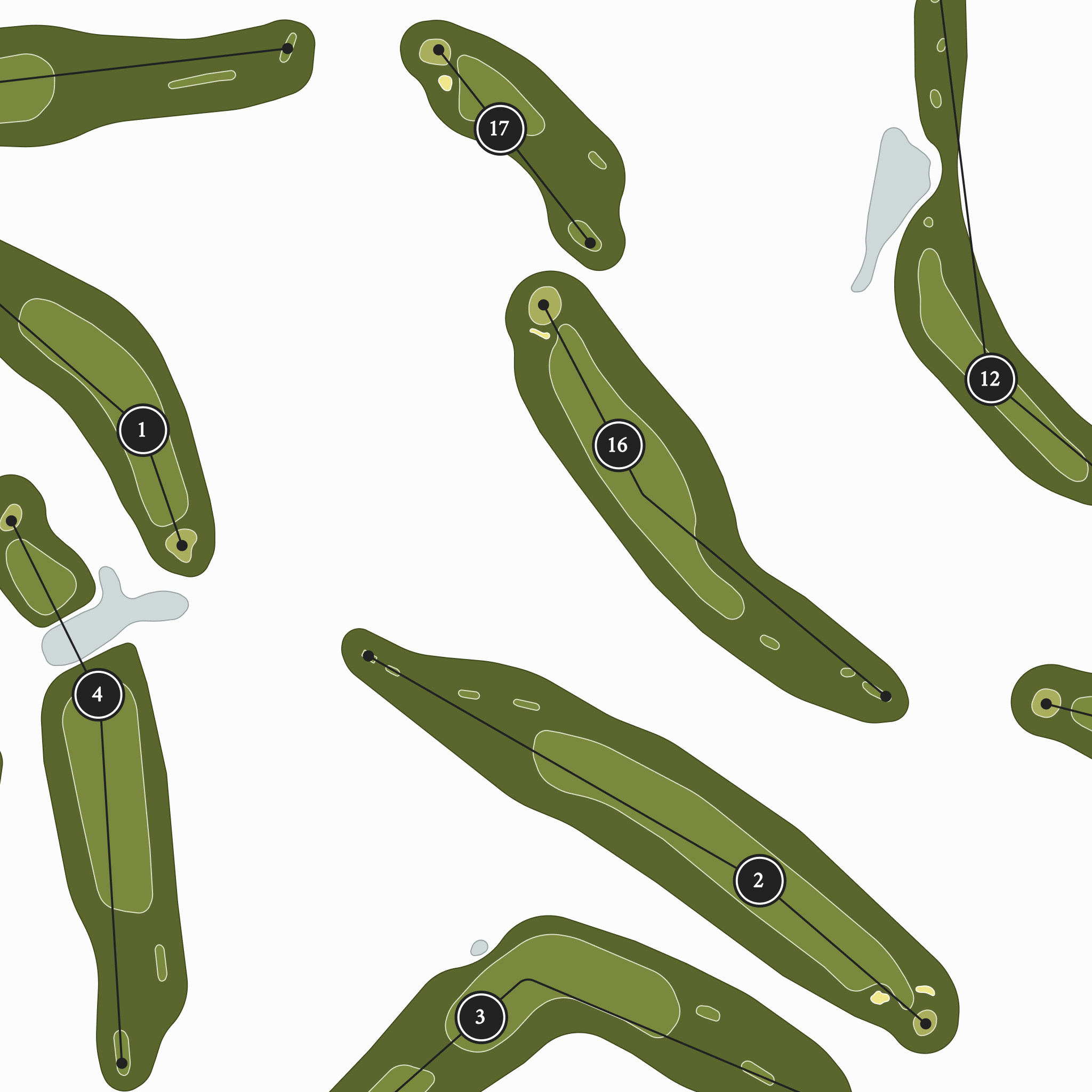 Connestee Falls Golf Course | Golf Course Map | Close Up With Hole Numbers #hole numbers_yes
