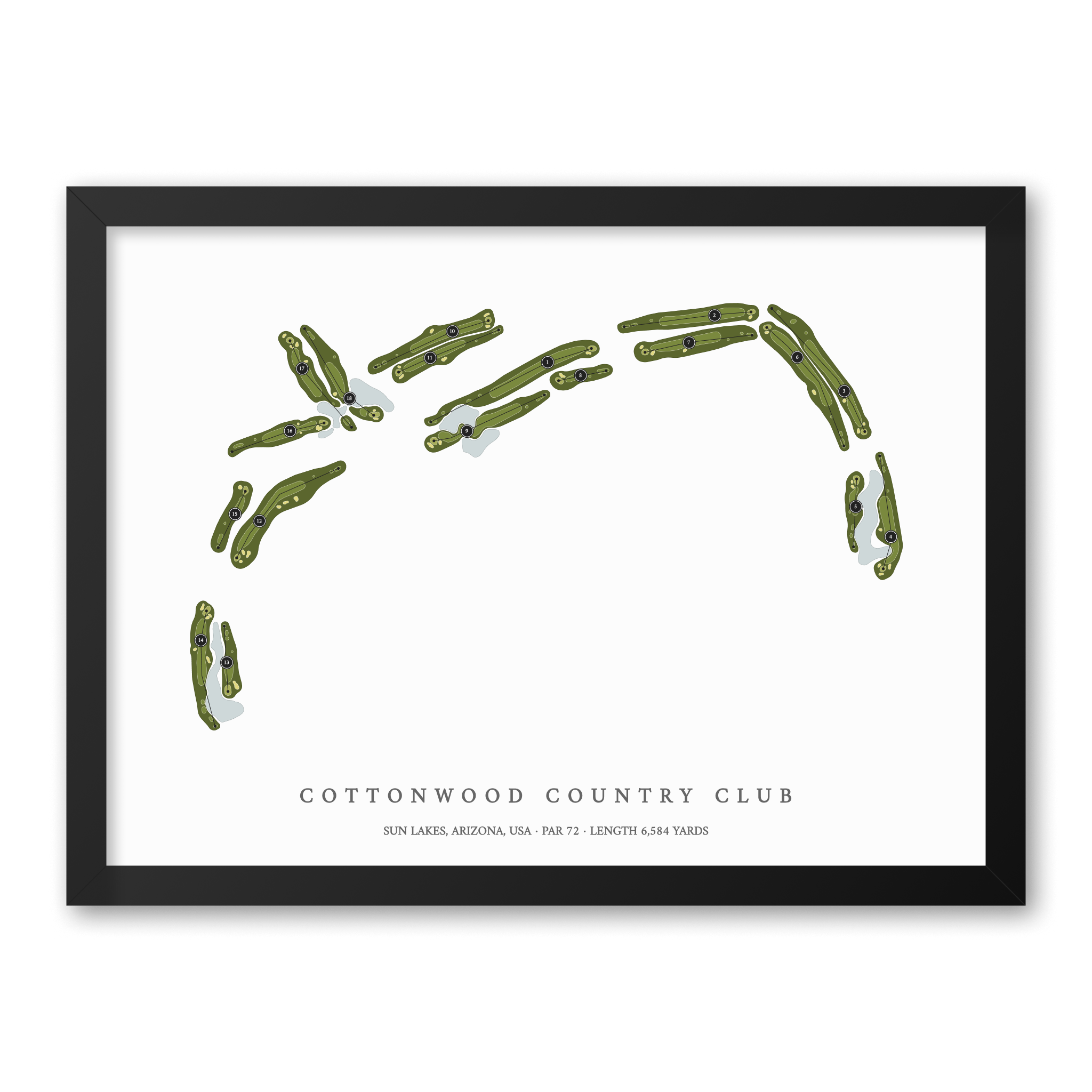 Cottonwood Country Club | Golf Course Map | Black Frame