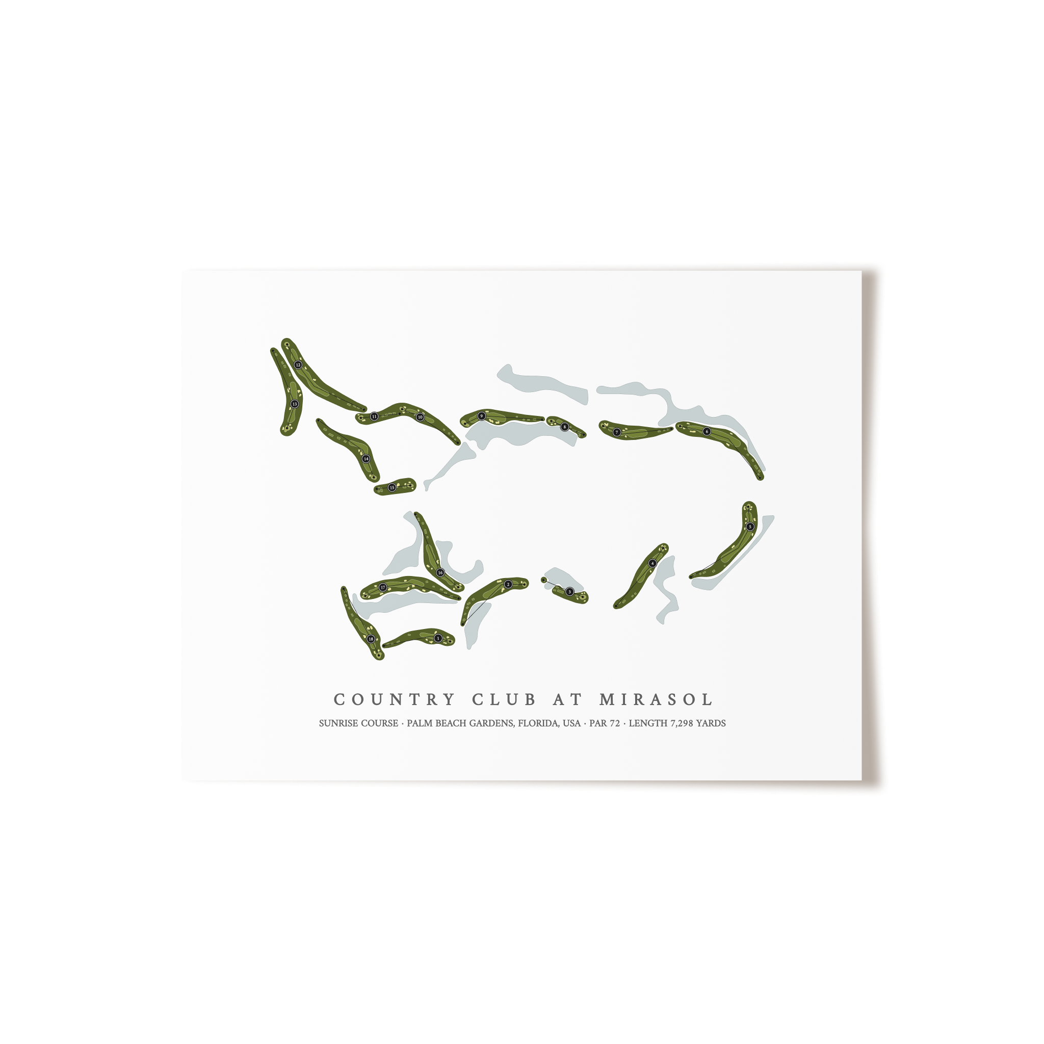 Country Club At Mirasol - Sunrise Course | Golf Course Map | Unframed 