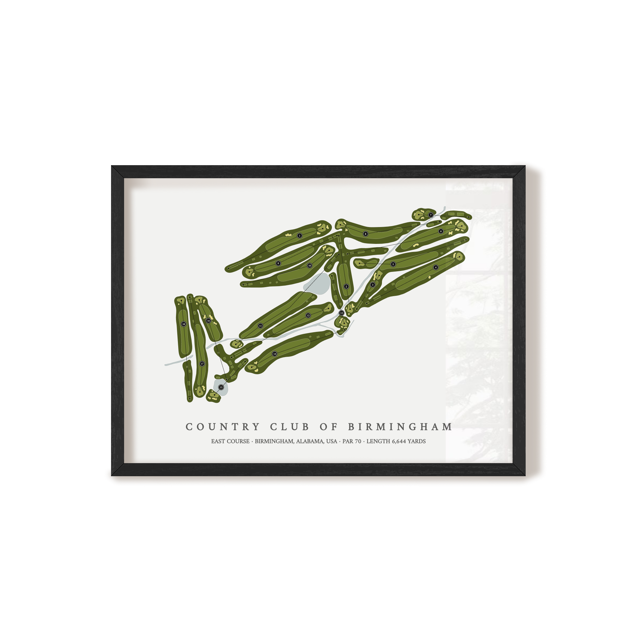 Country Club of Birmingham - East Course | Golf Course Map | Black Frame 
