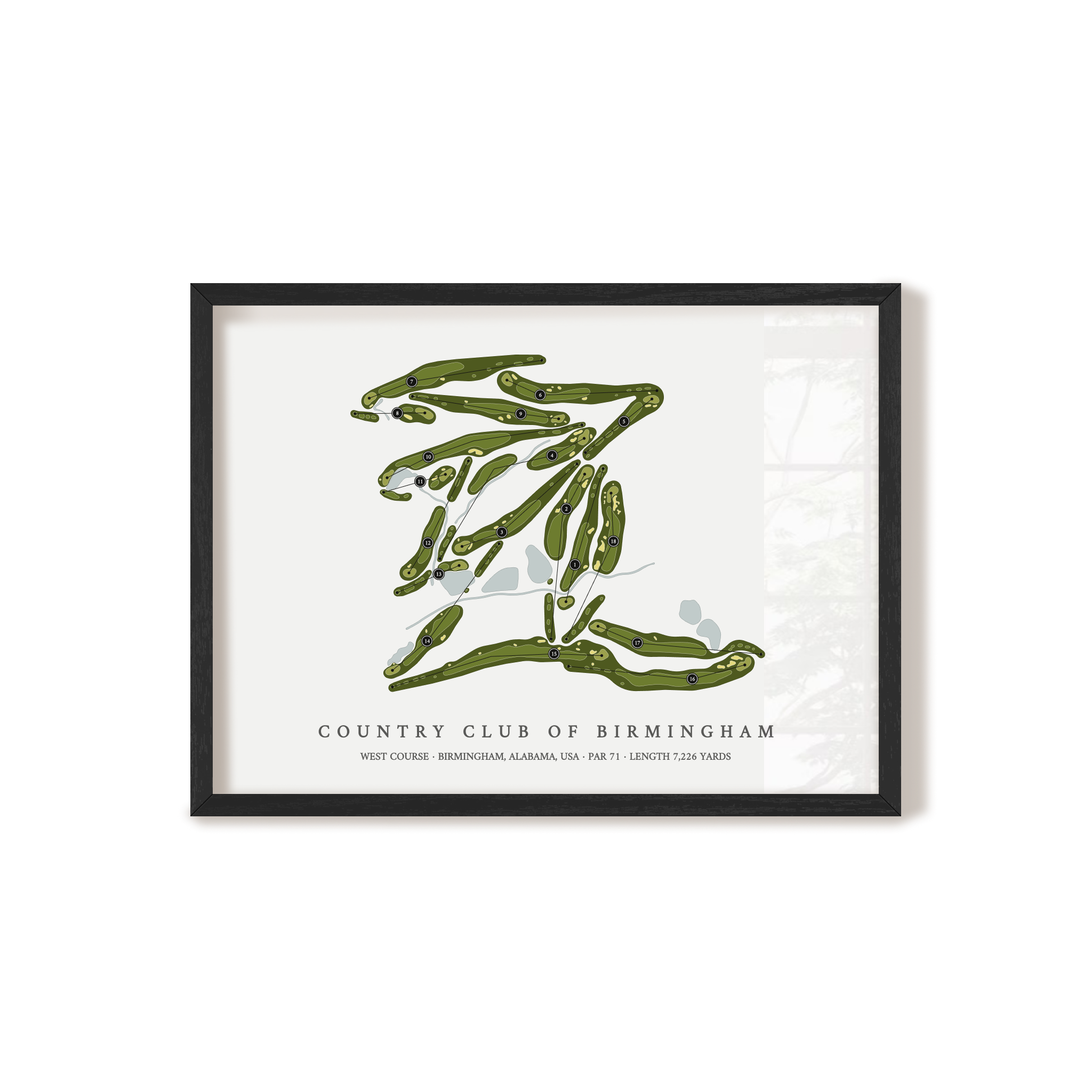 Country Club of Birmingham - West Course | Golf Course Map | Black Frame 