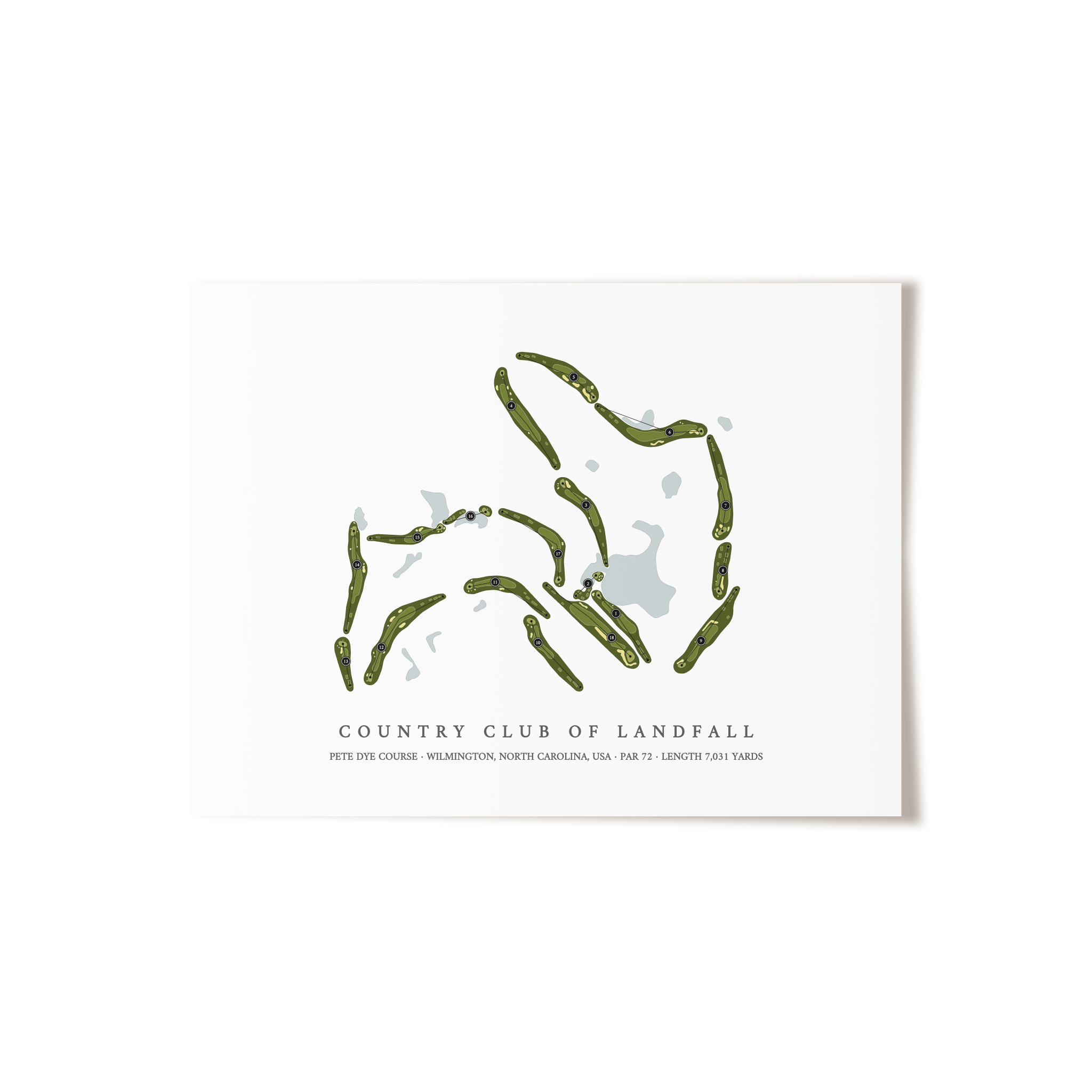 Country Club of Landfall - Pete Dye Course | Golf Course Map | Unframed 