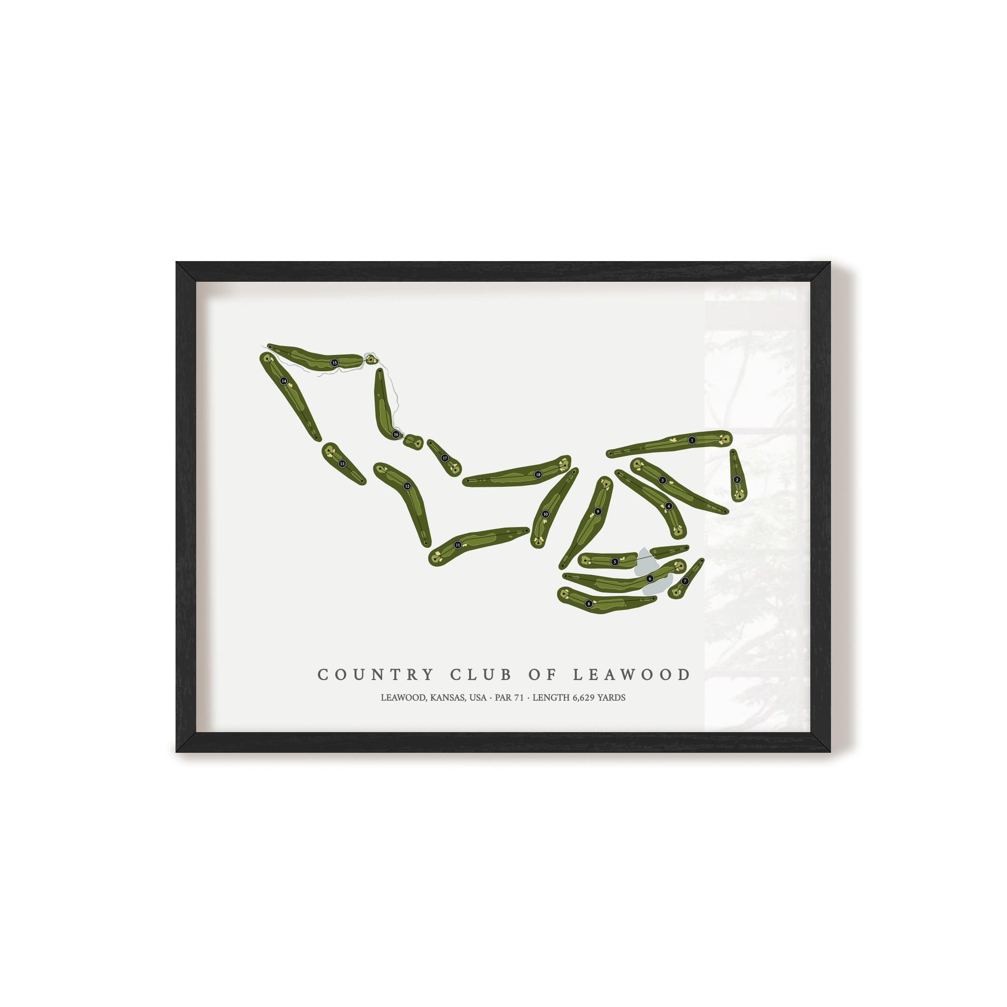 Country Club of Leawood | Golf Course Map | Black Frame 
