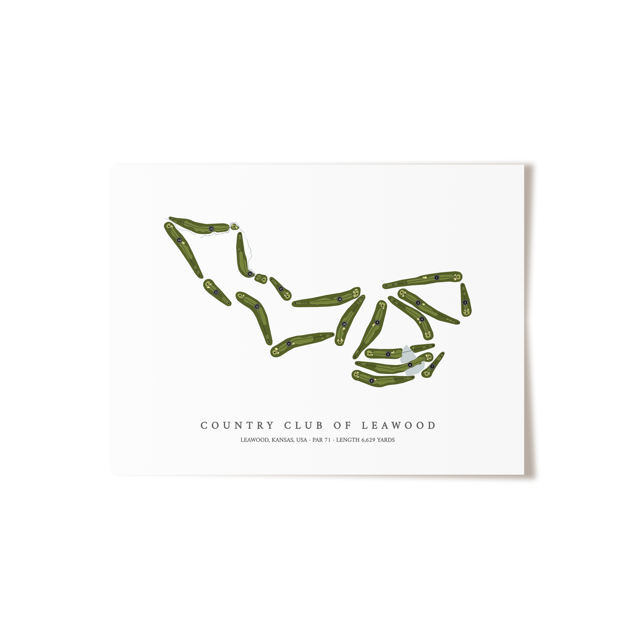 Country Club of Leawood | Golf Course Map | Unframed 