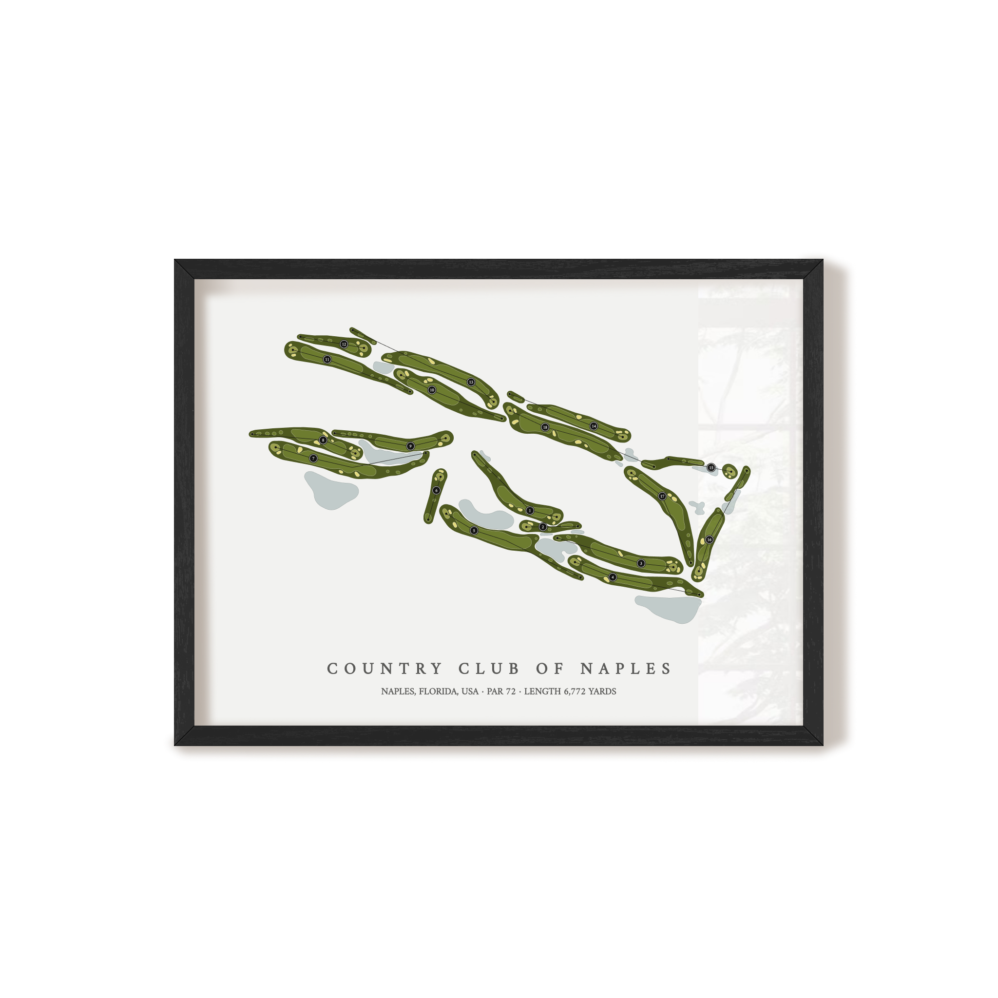 Country Club of Naples | Golf Course Map | Black Frame 
