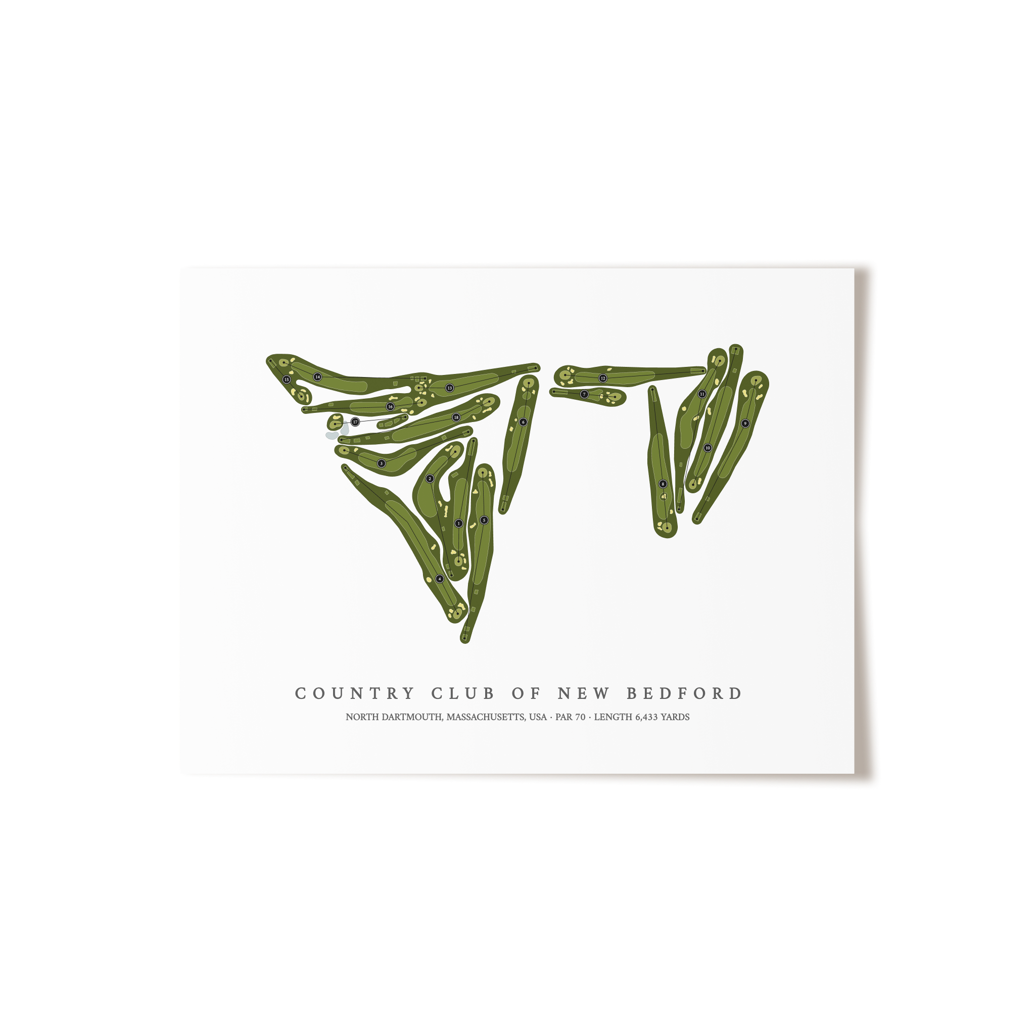 Country Club of New Bedford | Golf Course Map | Unframed 