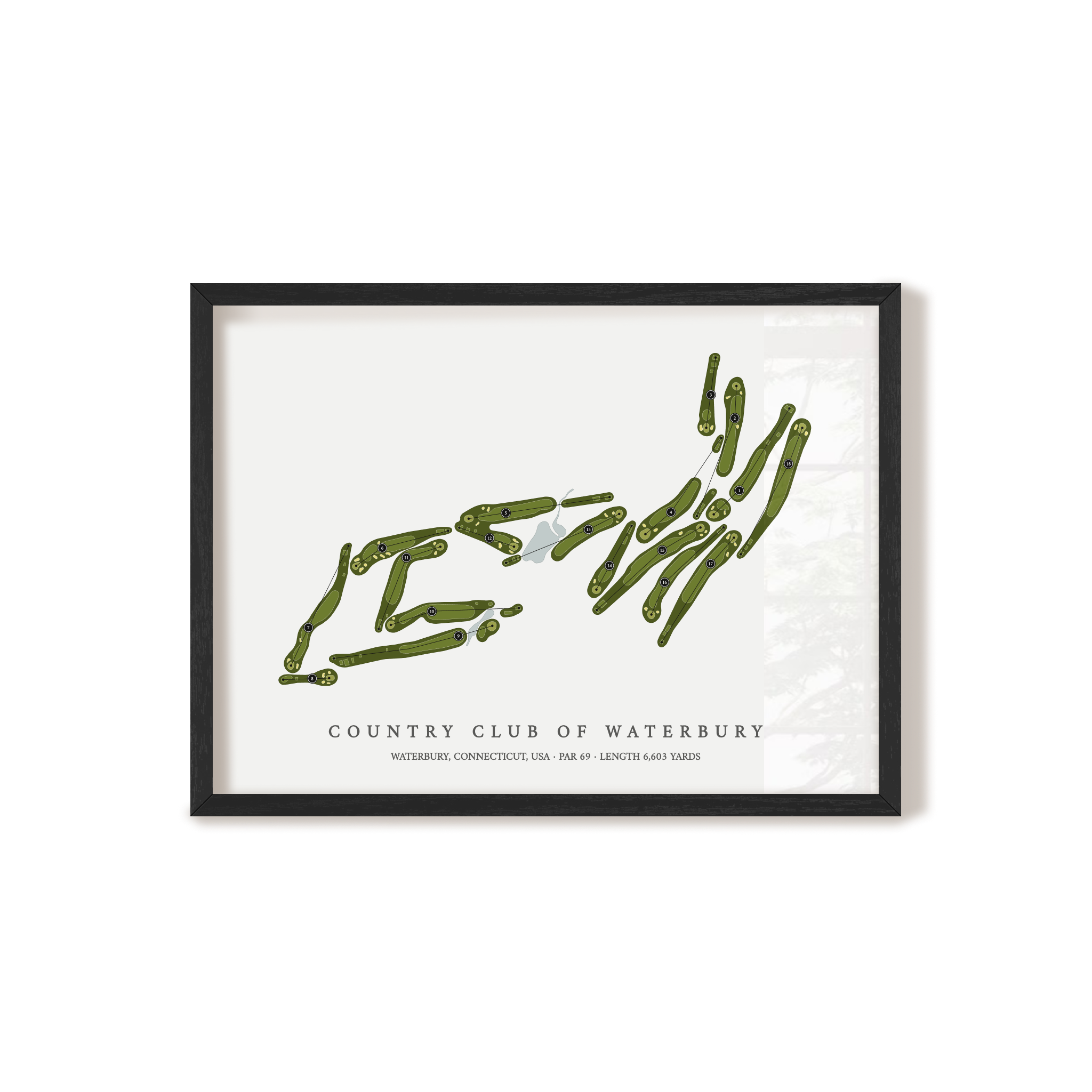 Country Club of Waterbury | Golf Course Map | Black Frame 