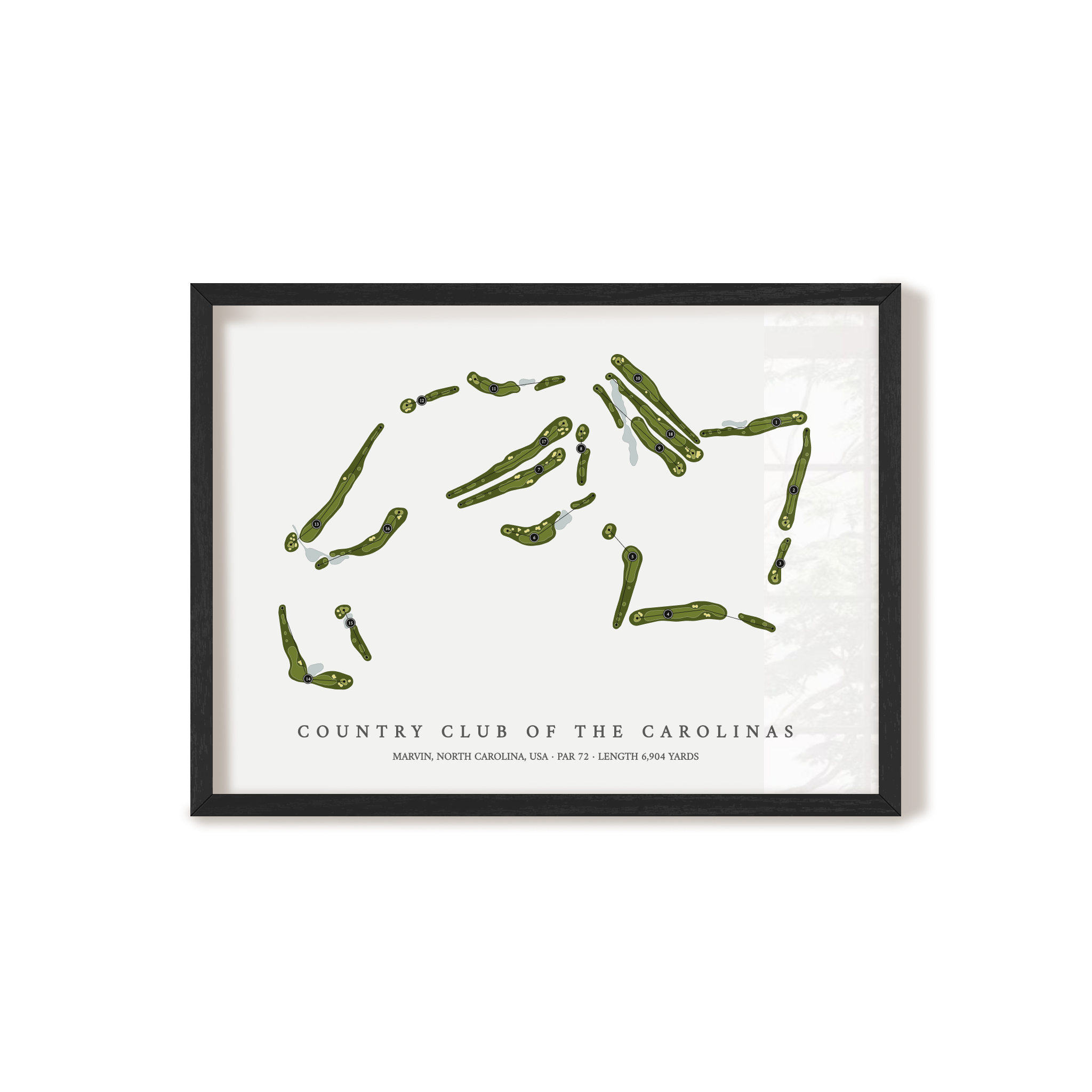 Country Club of the Carolinas | Golf Course Map | Black Frame 