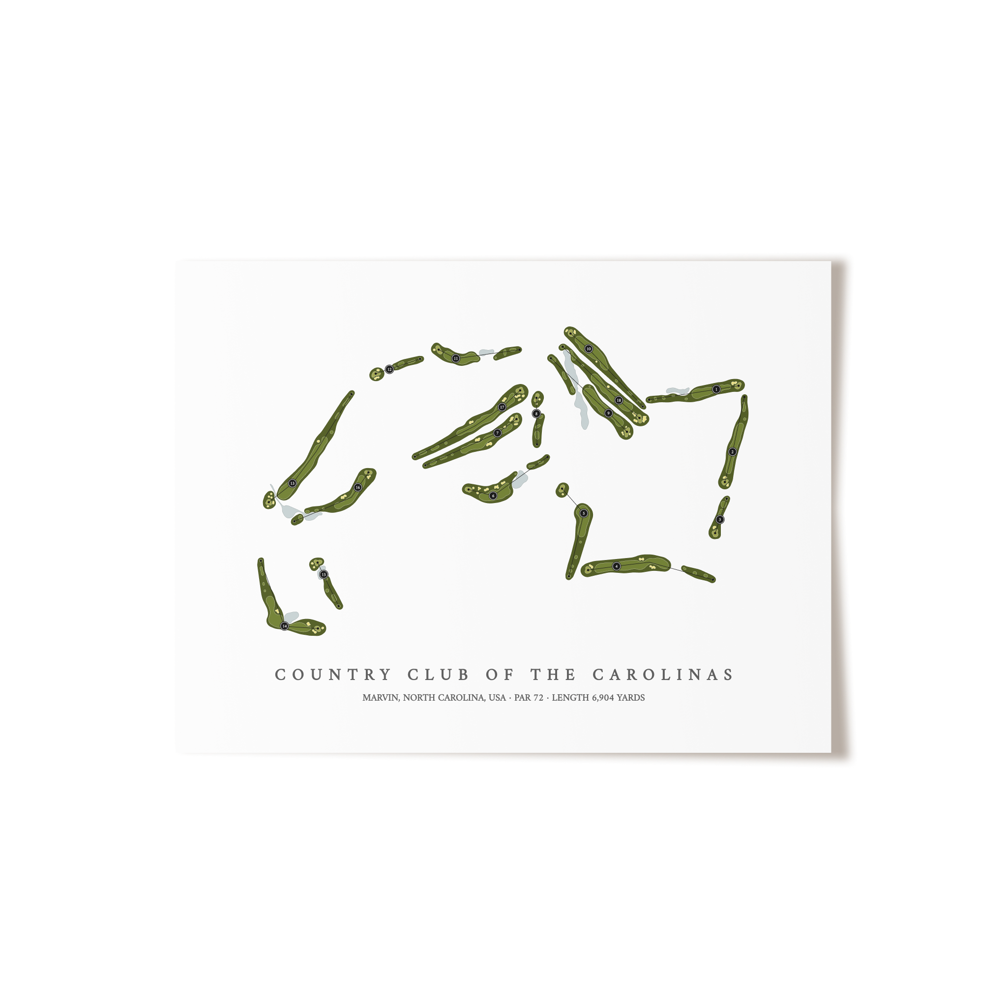 Country Club of the Carolinas | Golf Course Map | Unframed 