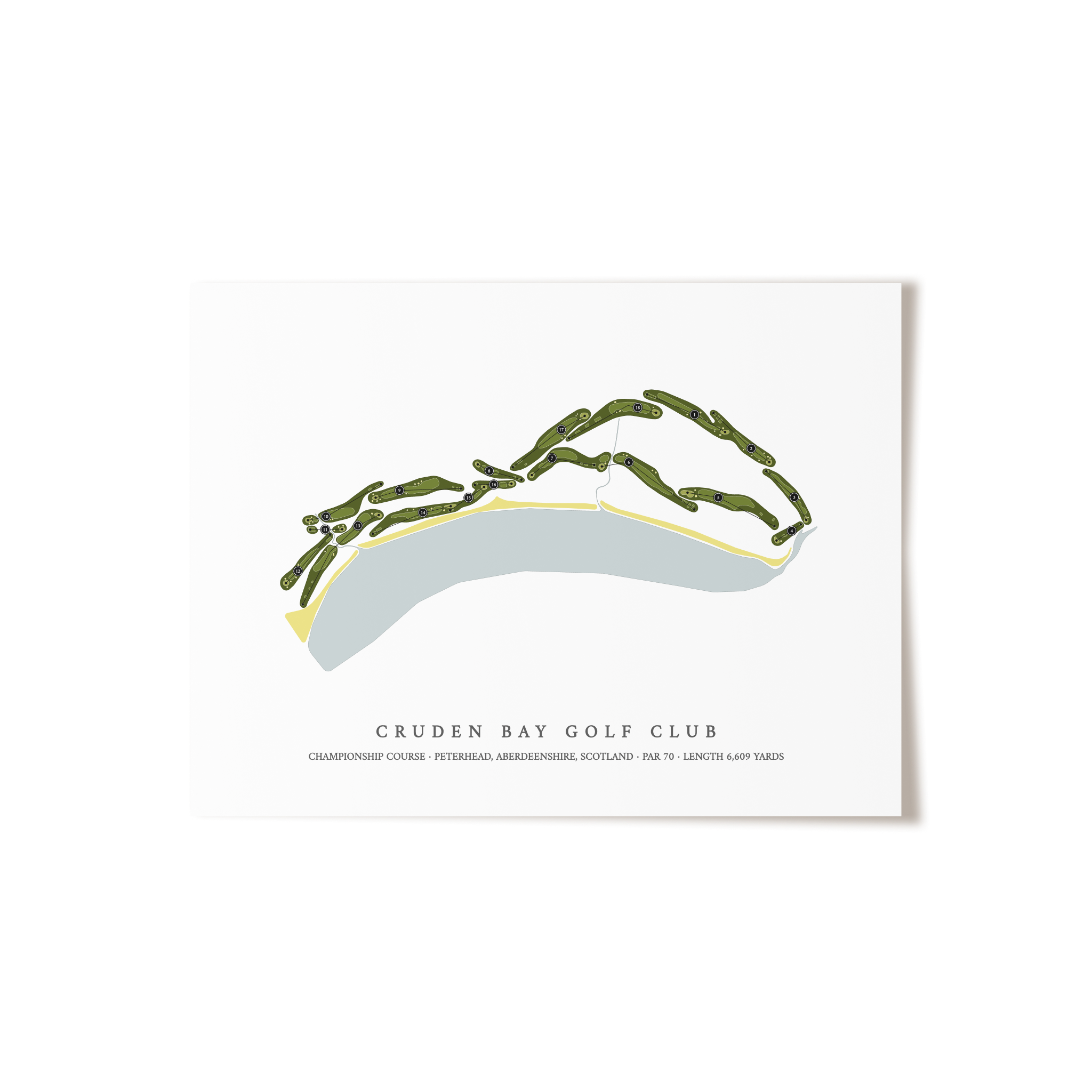 Cruden Bay Golf Club - Championship Course | Golf Course Map | Unframed