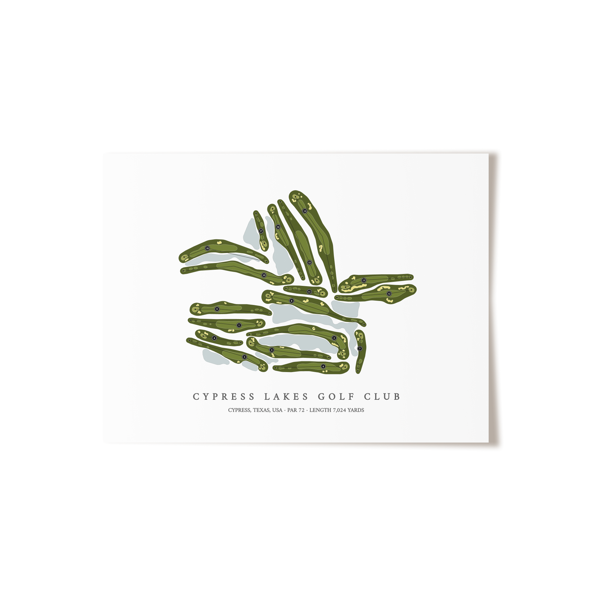 Cypress Lakes Golf Club | Golf Course Map | Unframed