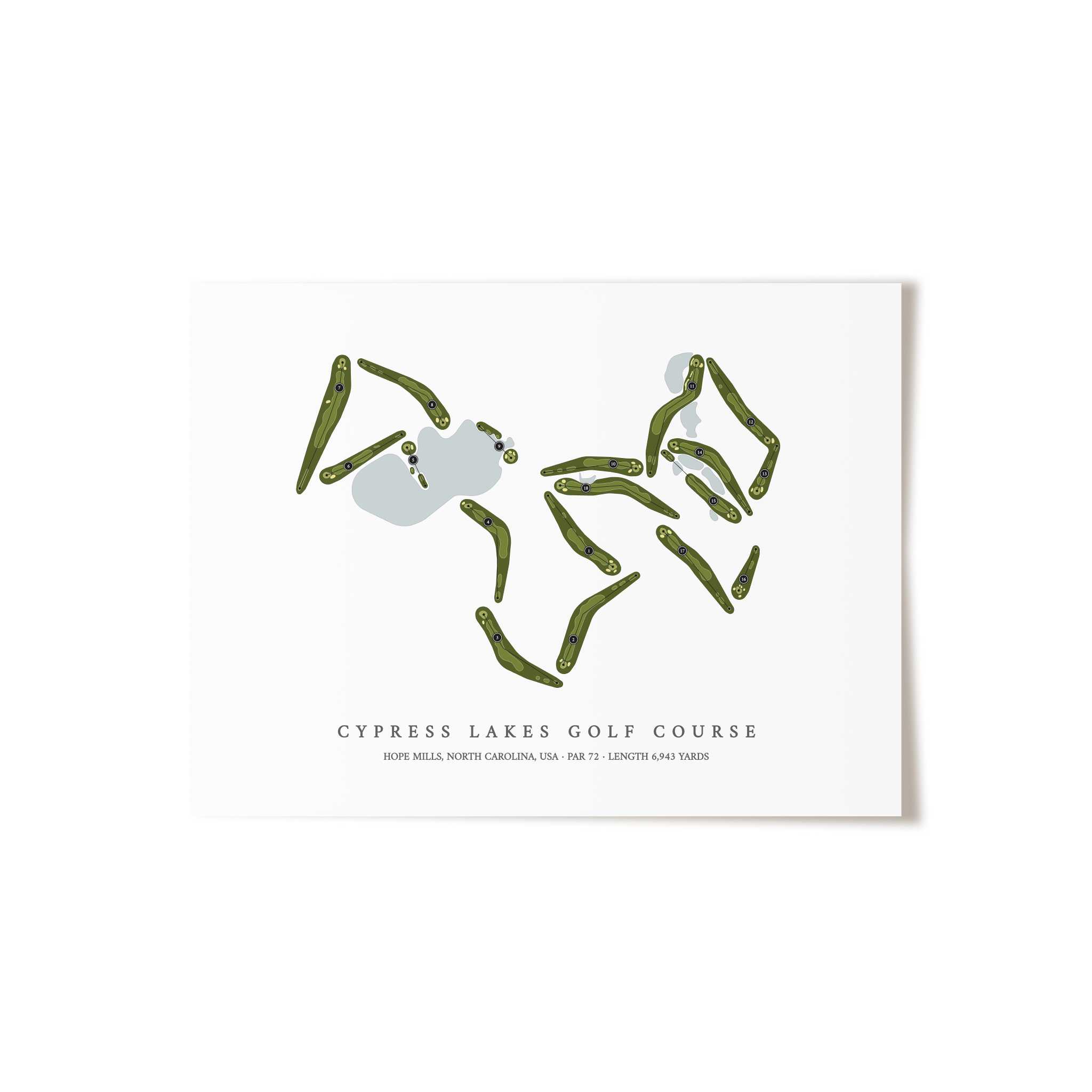 Cypress Lakes Golf Course | Golf Course Map | Unframed 