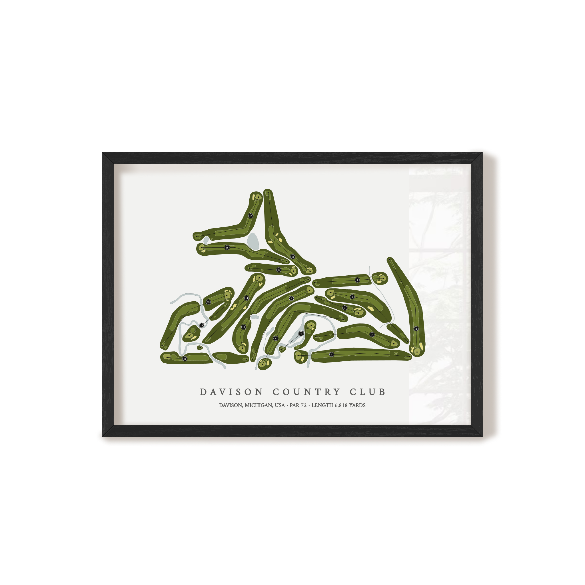 Davison Country Club | Golf Course Map | Black Frame 