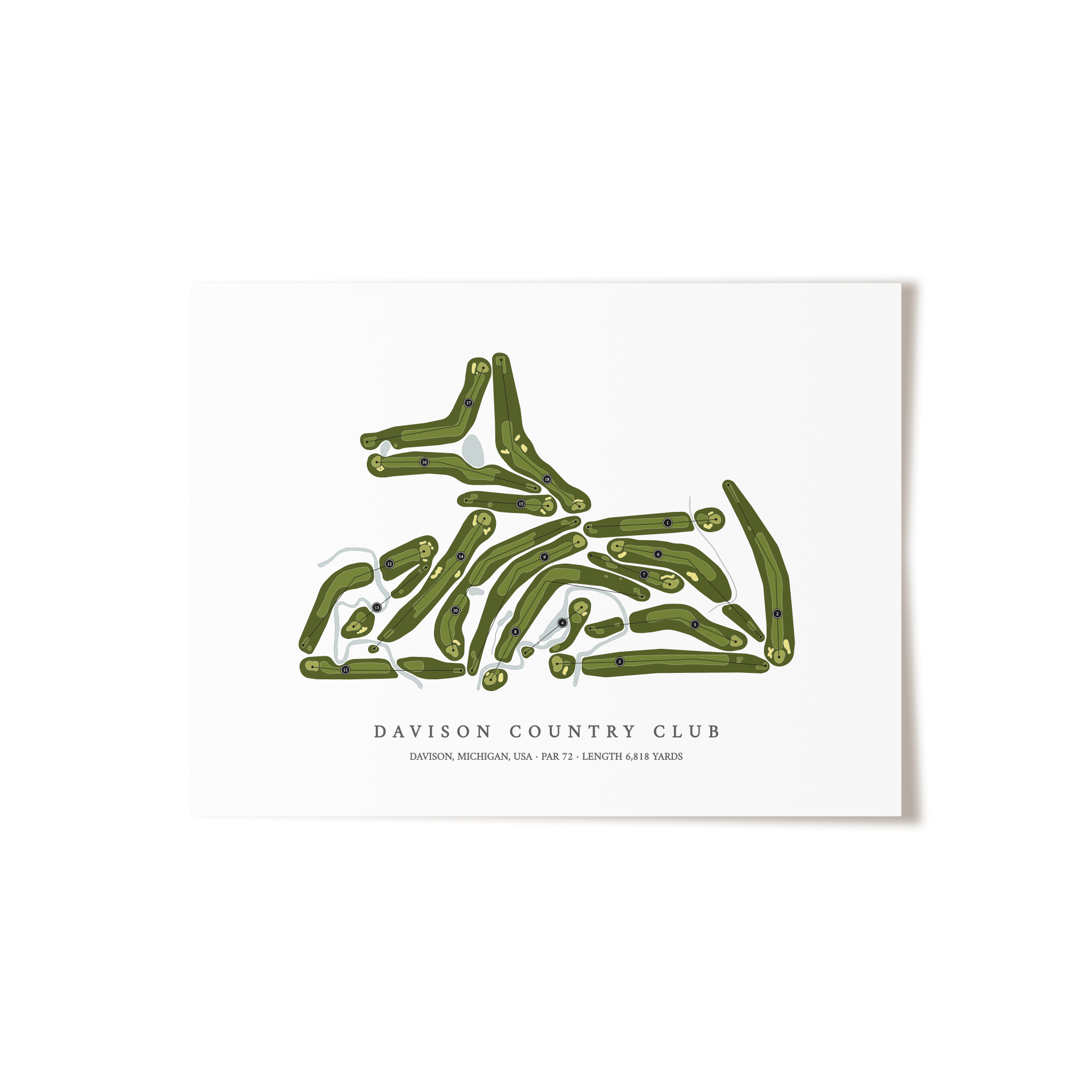 Davison Country Club | Golf Course Map | Unframed 